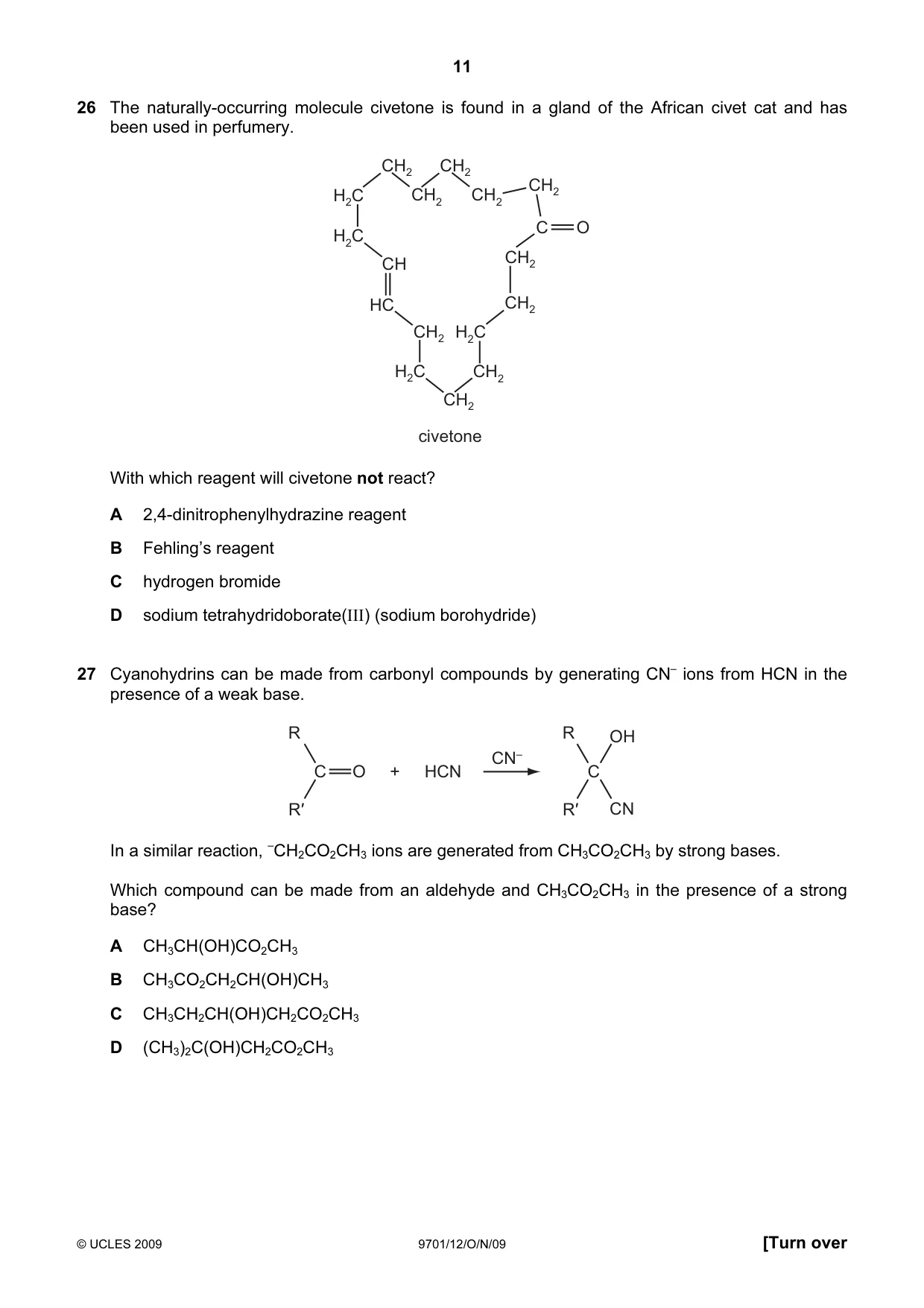 Cambridge A Level Chemistry 9701 2009 Oct/Nov Paper 1 · Variant 2 question paper, page 11 of 16