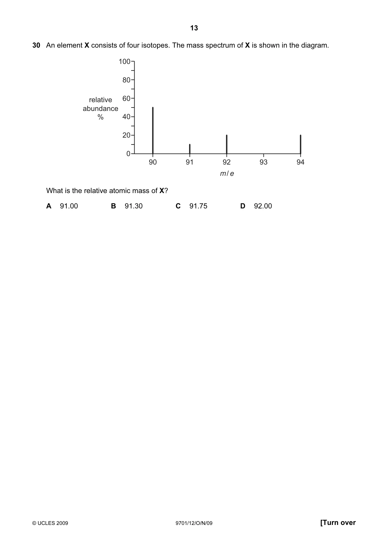 Cambridge A Level Chemistry 9701 2009 Oct/Nov Paper 1 · Variant 2 question paper, page 13 of 16