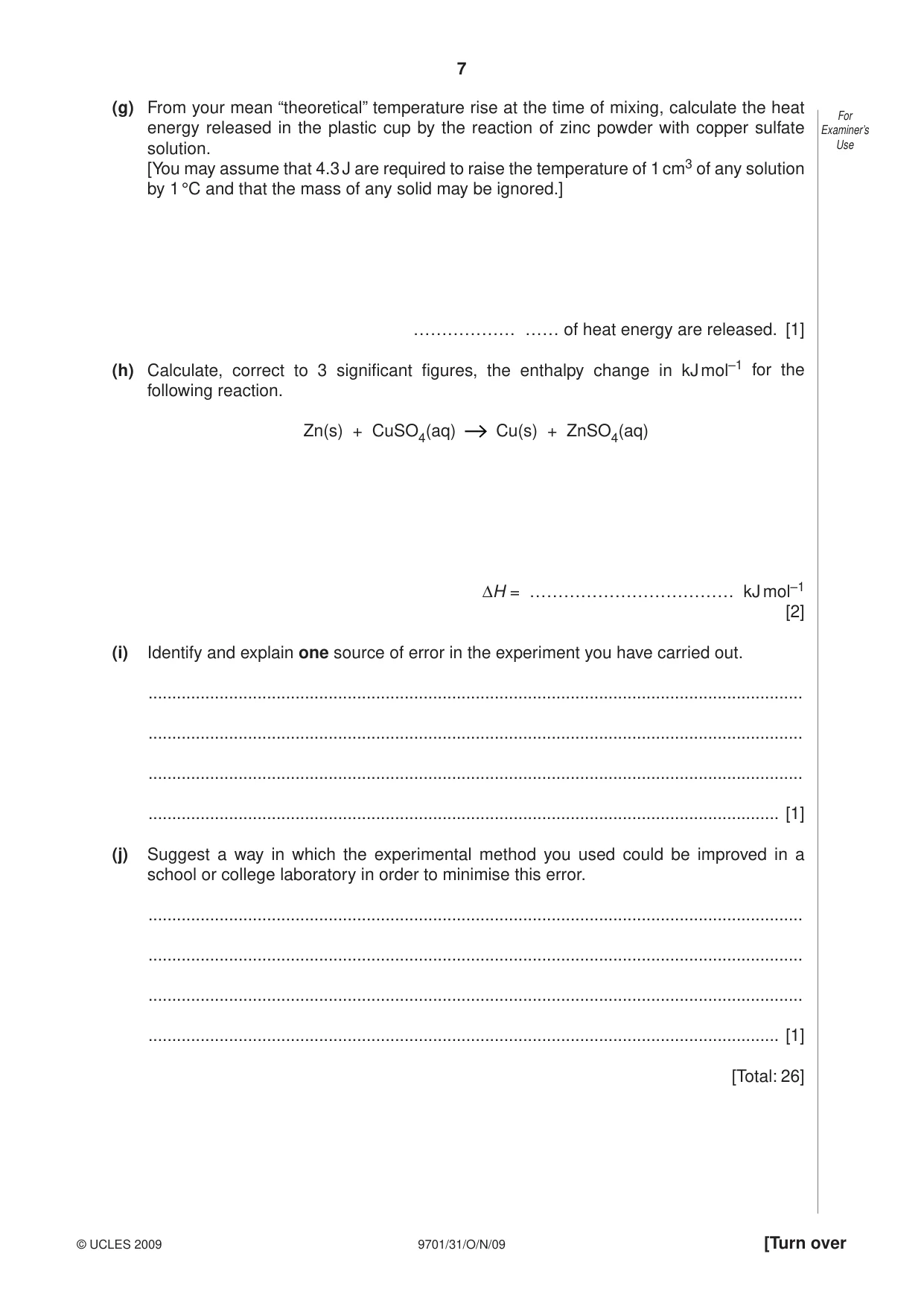 Cambridge A Level Chemistry 9701 2009 Oct/Nov Paper 3 · Variant 1 question paper, page 7 of 12