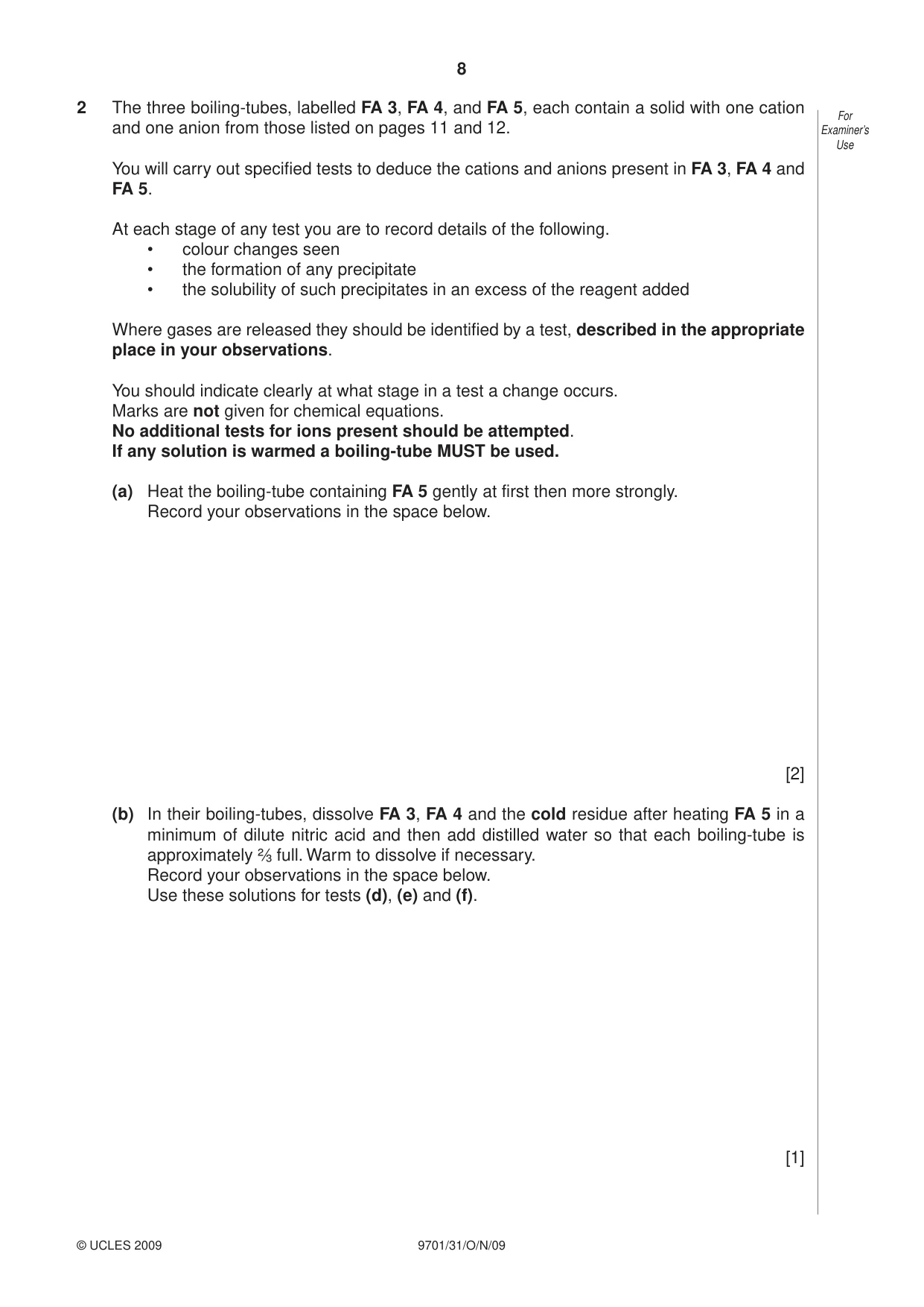 Cambridge A Level Chemistry 9701 2009 Oct/Nov Paper 3 · Variant 1 question paper, page 8 of 12