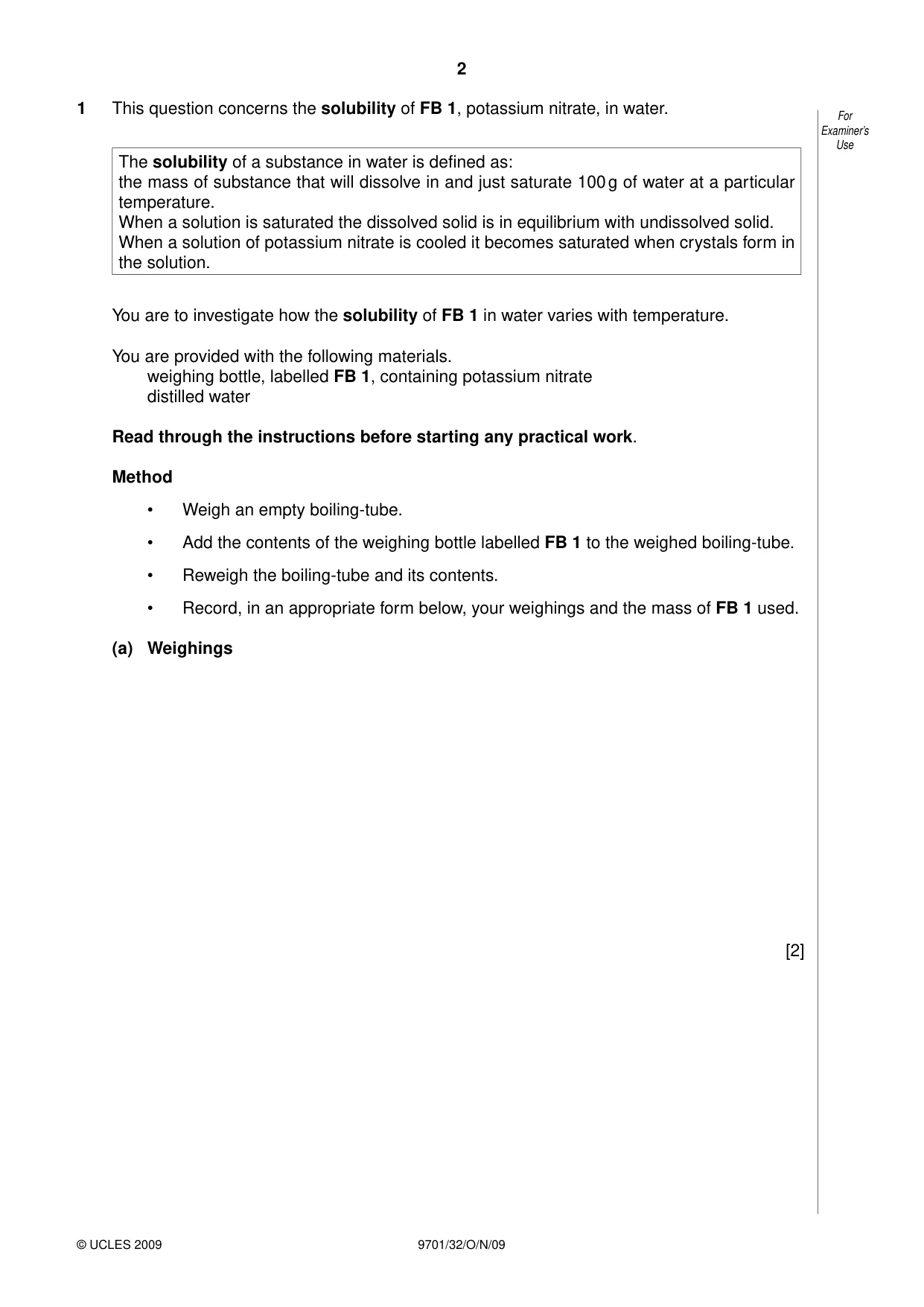 Cambridge A Level Chemistry 9701 2009 Oct/Nov Paper 3 · Variant 2 question paper, page 2 of 12