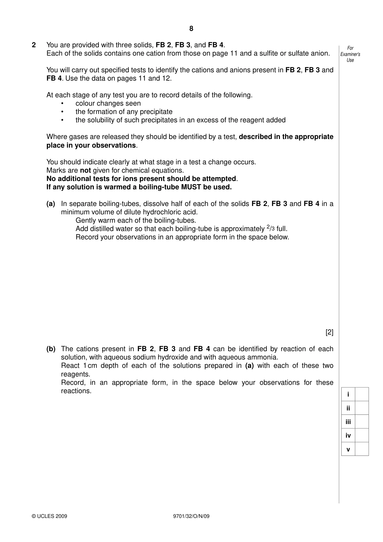 Cambridge A Level Chemistry 9701 2009 Oct/Nov Paper 3 · Variant 2 question paper, page 8 of 12