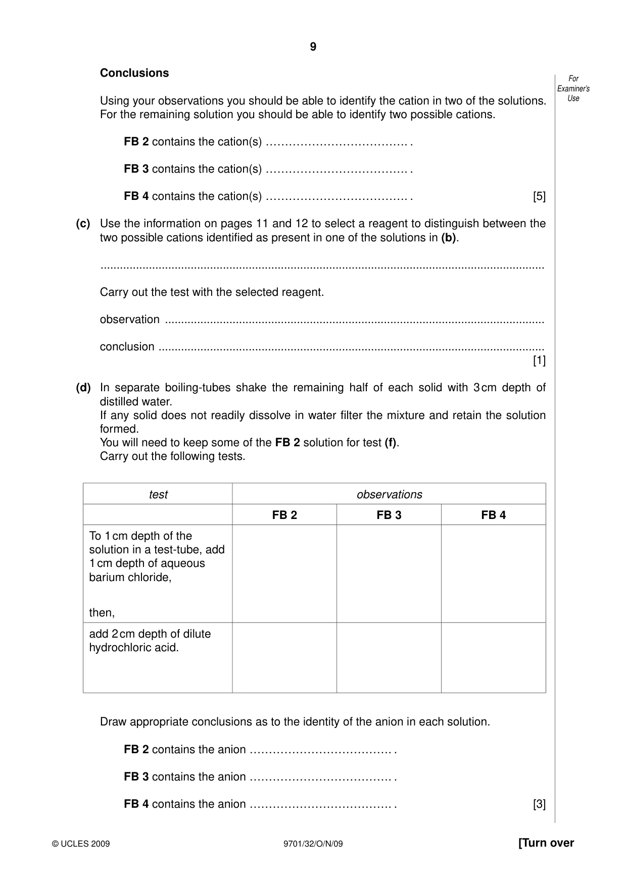 Cambridge A Level Chemistry 9701 2009 Oct/Nov Paper 3 · Variant 2 question paper, page 9 of 12