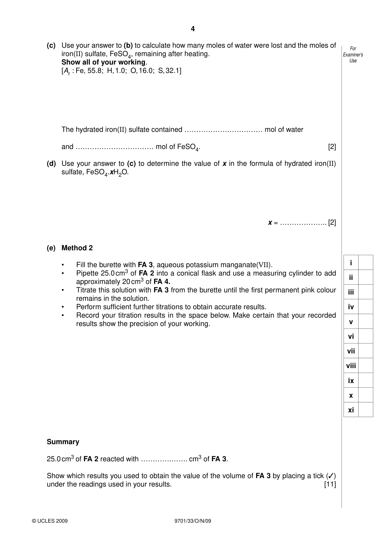 Cambridge A Level Chemistry 9701 2009 Oct/Nov Paper 3 · Variant 3 question paper, page 4 of 12