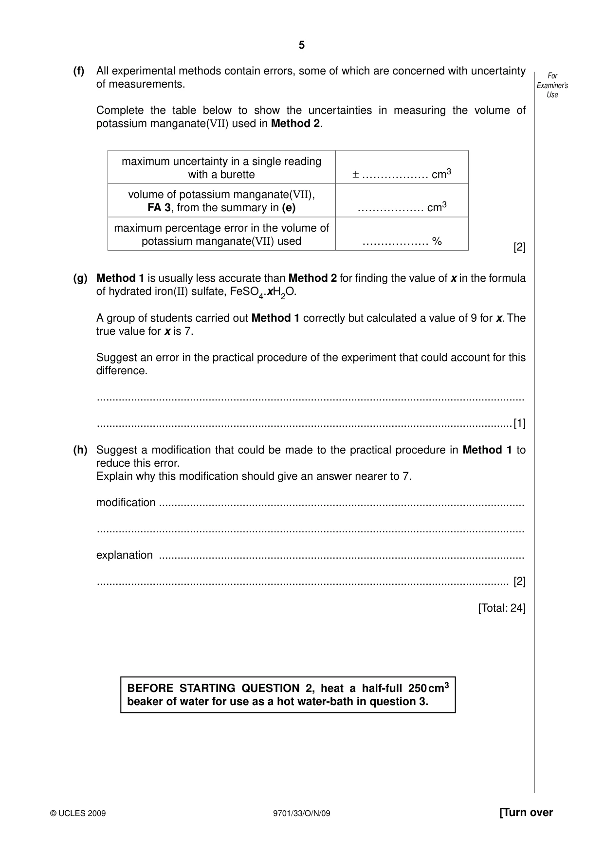Cambridge A Level Chemistry 9701 2009 Oct/Nov Paper 3 · Variant 3 question paper, page 5 of 12