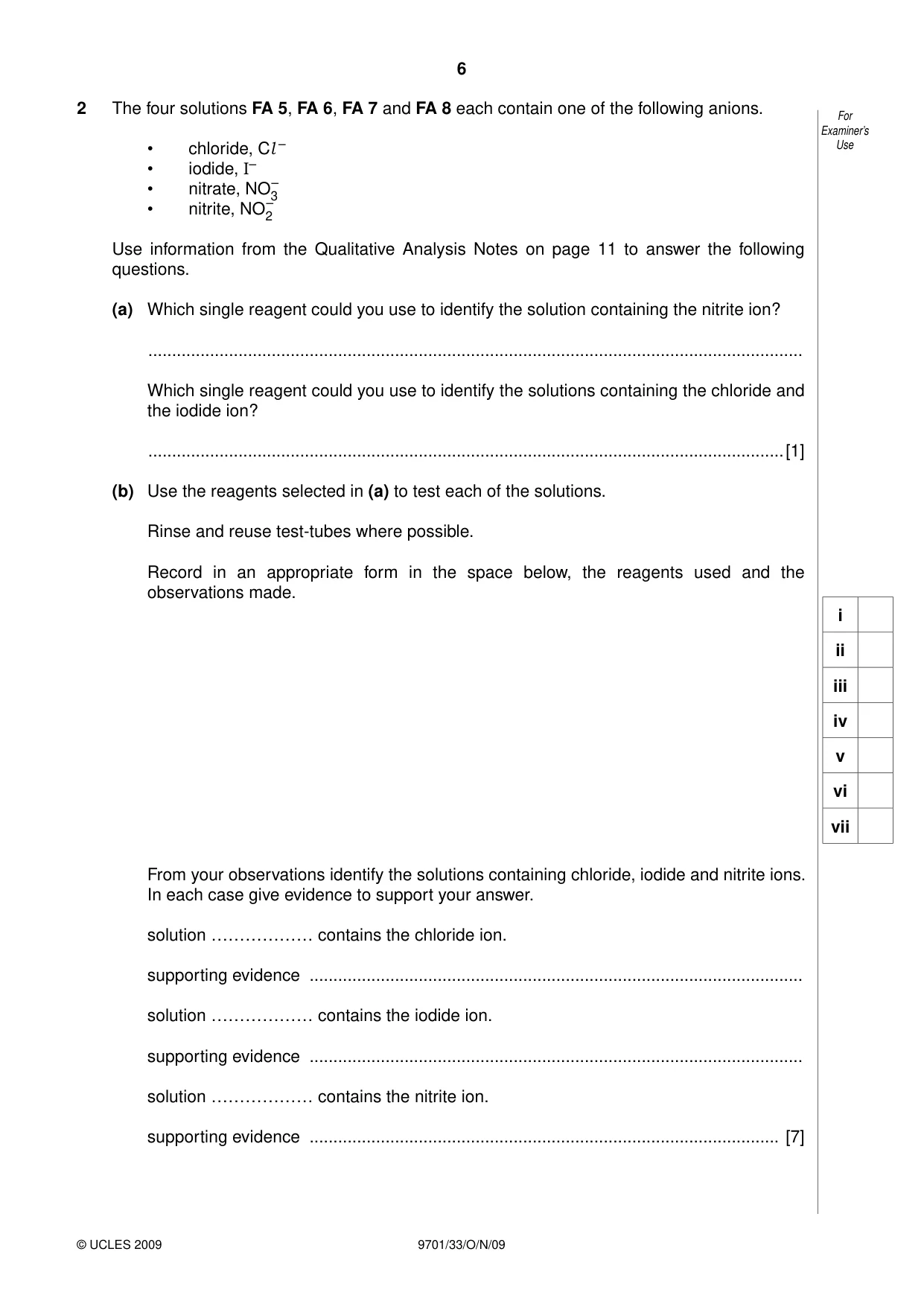 Cambridge A Level Chemistry 9701 2009 Oct/Nov Paper 3 · Variant 3 question paper, page 6 of 12