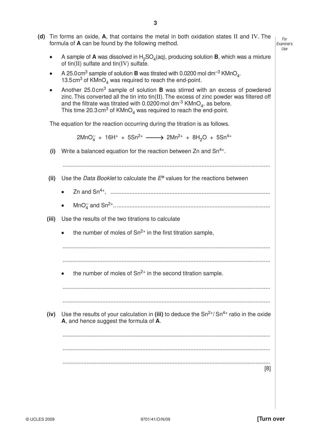 Cambridge A Level Chemistry 9701 2009 Oct/Nov Paper 4 · Variant 1 question paper, page 3 of 20