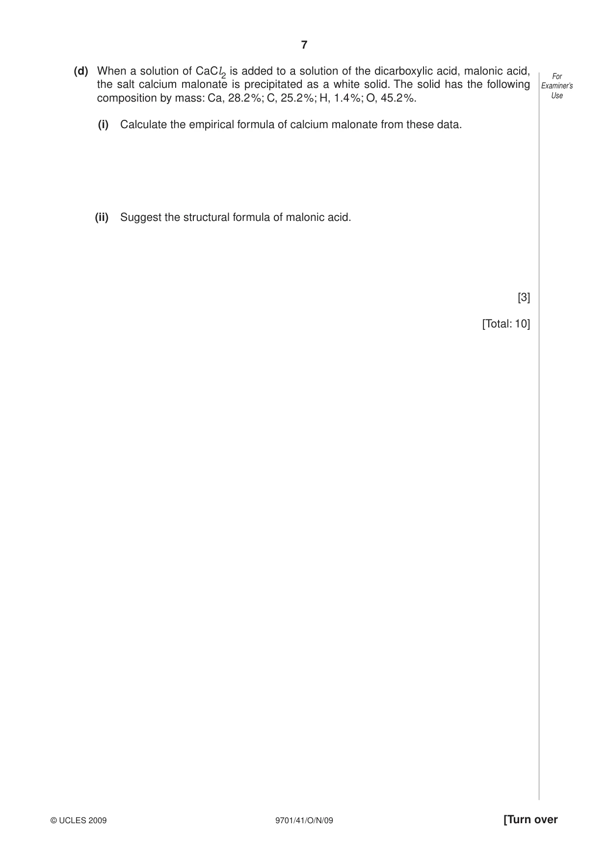 Cambridge A Level Chemistry 9701 2009 Oct/Nov Paper 4 · Variant 1 question paper, page 7 of 20