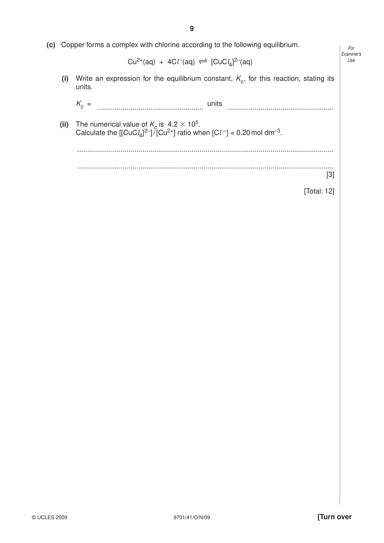 Cambridge A Level Chemistry 9701 2009 Oct/Nov Paper 4 · Variant 1 question paper, page 9 of 20