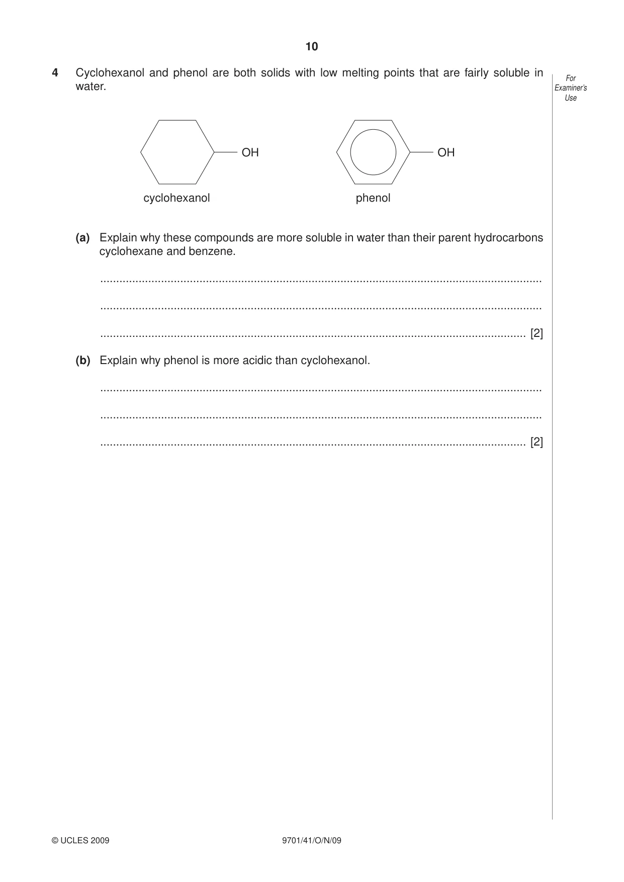 Cambridge A Level Chemistry 9701 2009 Oct/Nov Paper 4 · Variant 1 question paper, page 10 of 20