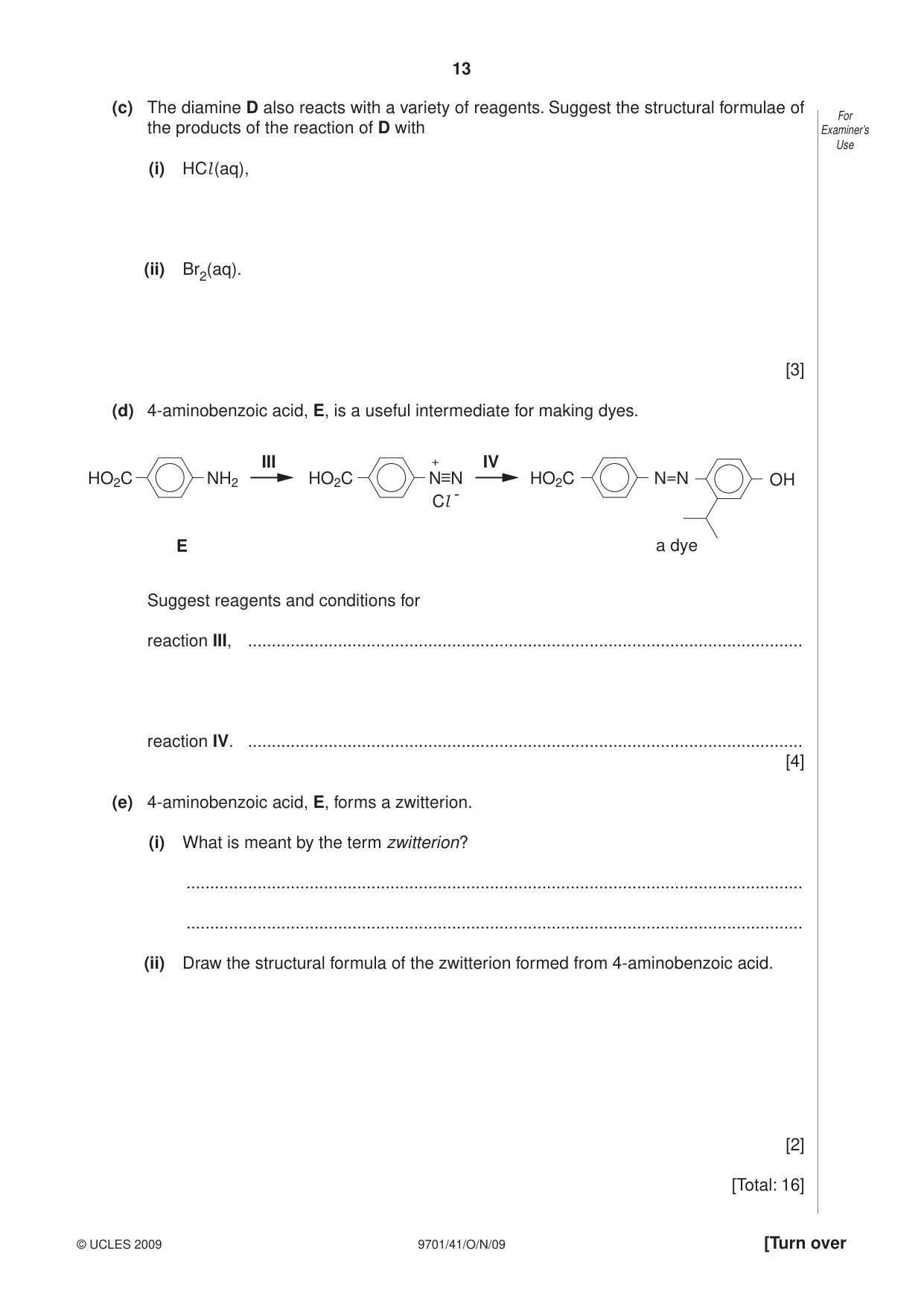 Cambridge A Level Chemistry 9701 2009 Oct/Nov Paper 4 · Variant 1 question paper, page 13 of 20