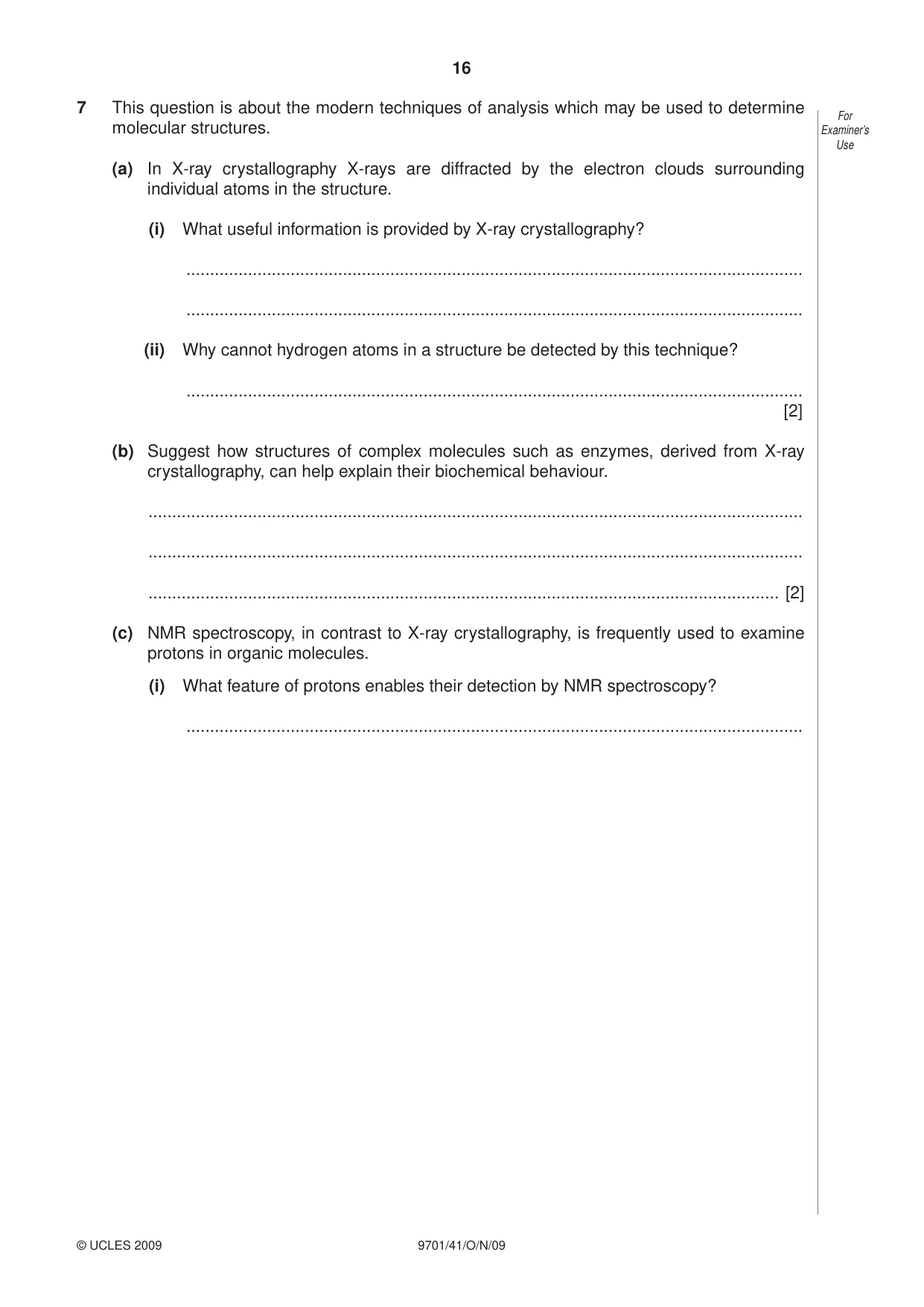 Cambridge A Level Chemistry 9701 2009 Oct/Nov Paper 4 · Variant 1 question paper, page 16 of 20