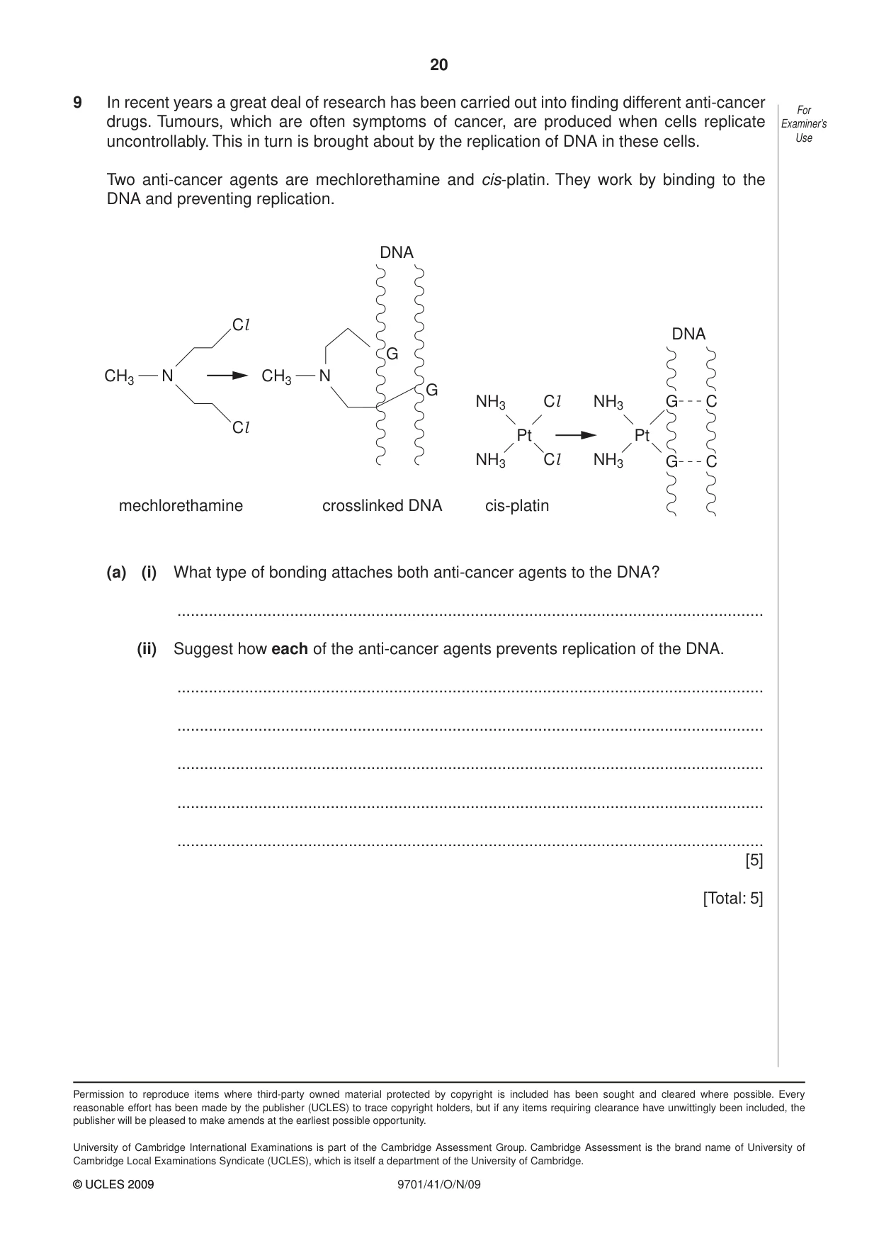 Cambridge A Level Chemistry 9701 2009 Oct/Nov Paper 4 · Variant 1 question paper, page 20 of 20