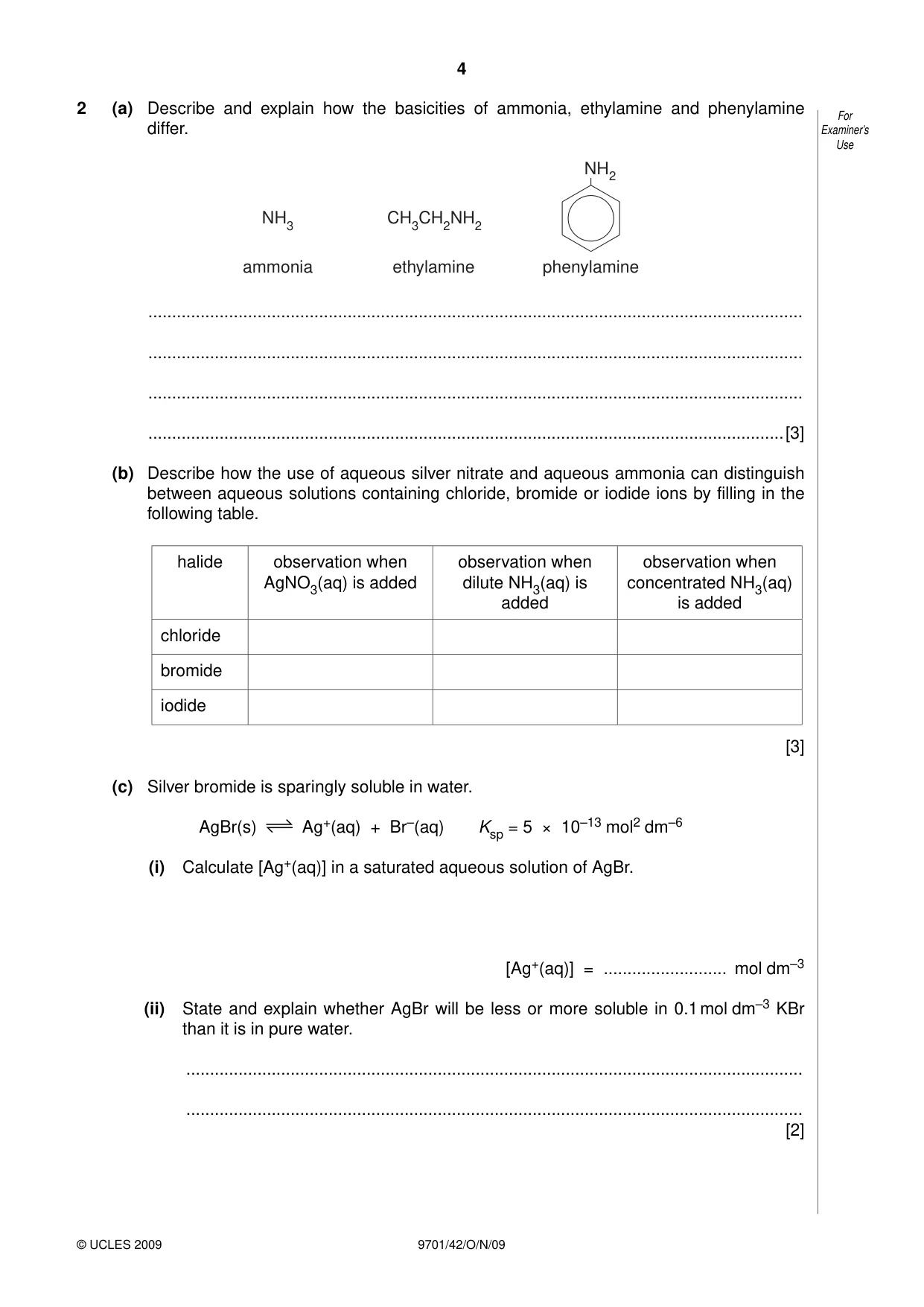 Cambridge A Level Chemistry 9701 2009 Oct/Nov Paper 4 · Variant 2 question paper, page 4 of 24