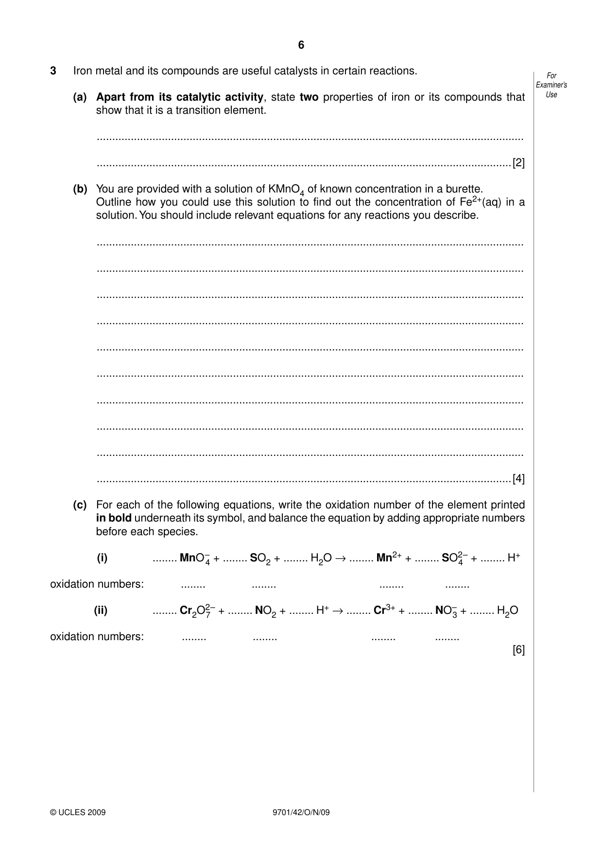 Cambridge A Level Chemistry 9701 2009 Oct/Nov Paper 4 · Variant 2 question paper, page 6 of 24