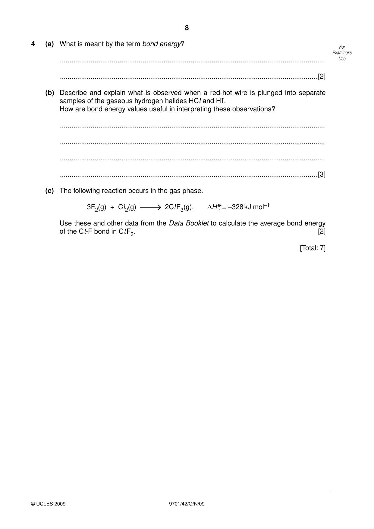 Cambridge A Level Chemistry 9701 2009 Oct/Nov Paper 4 · Variant 2 question paper, page 8 of 24