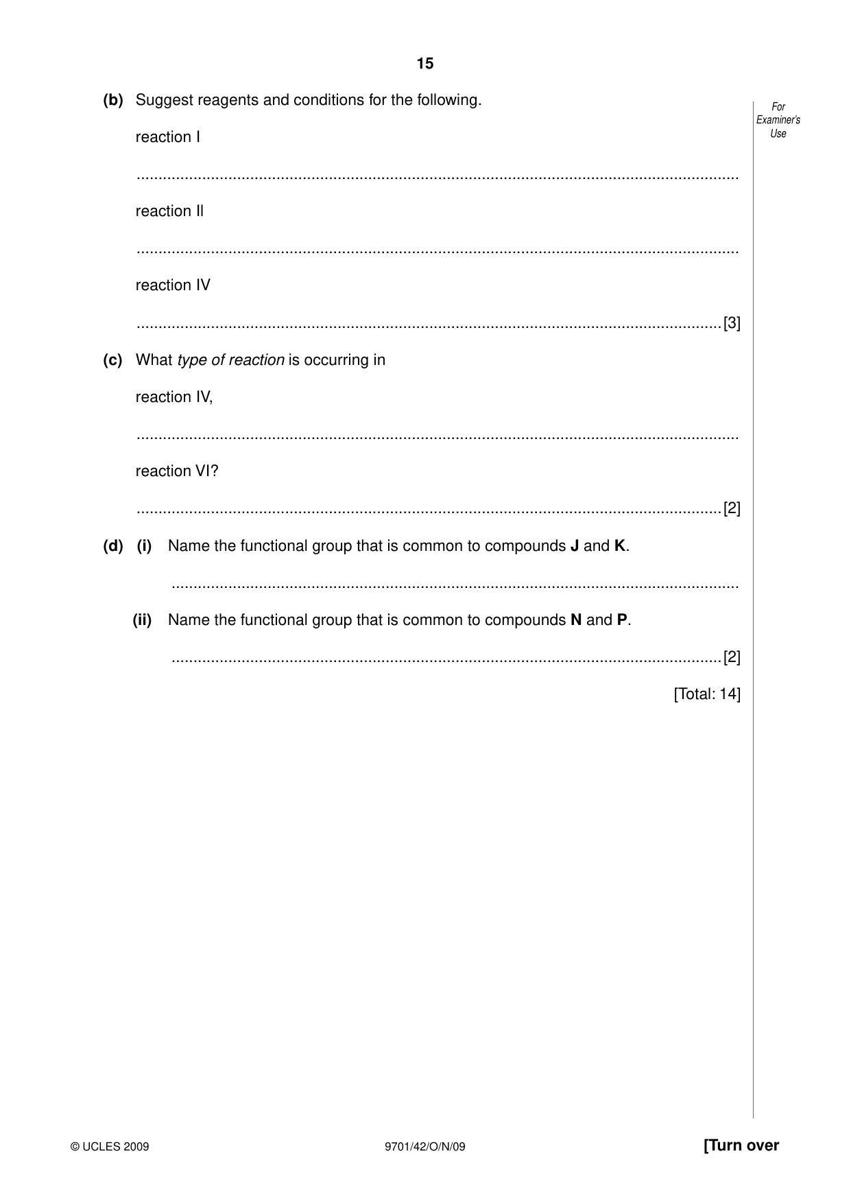 Cambridge A Level Chemistry 9701 2009 Oct/Nov Paper 4 · Variant 2 question paper, page 15 of 24