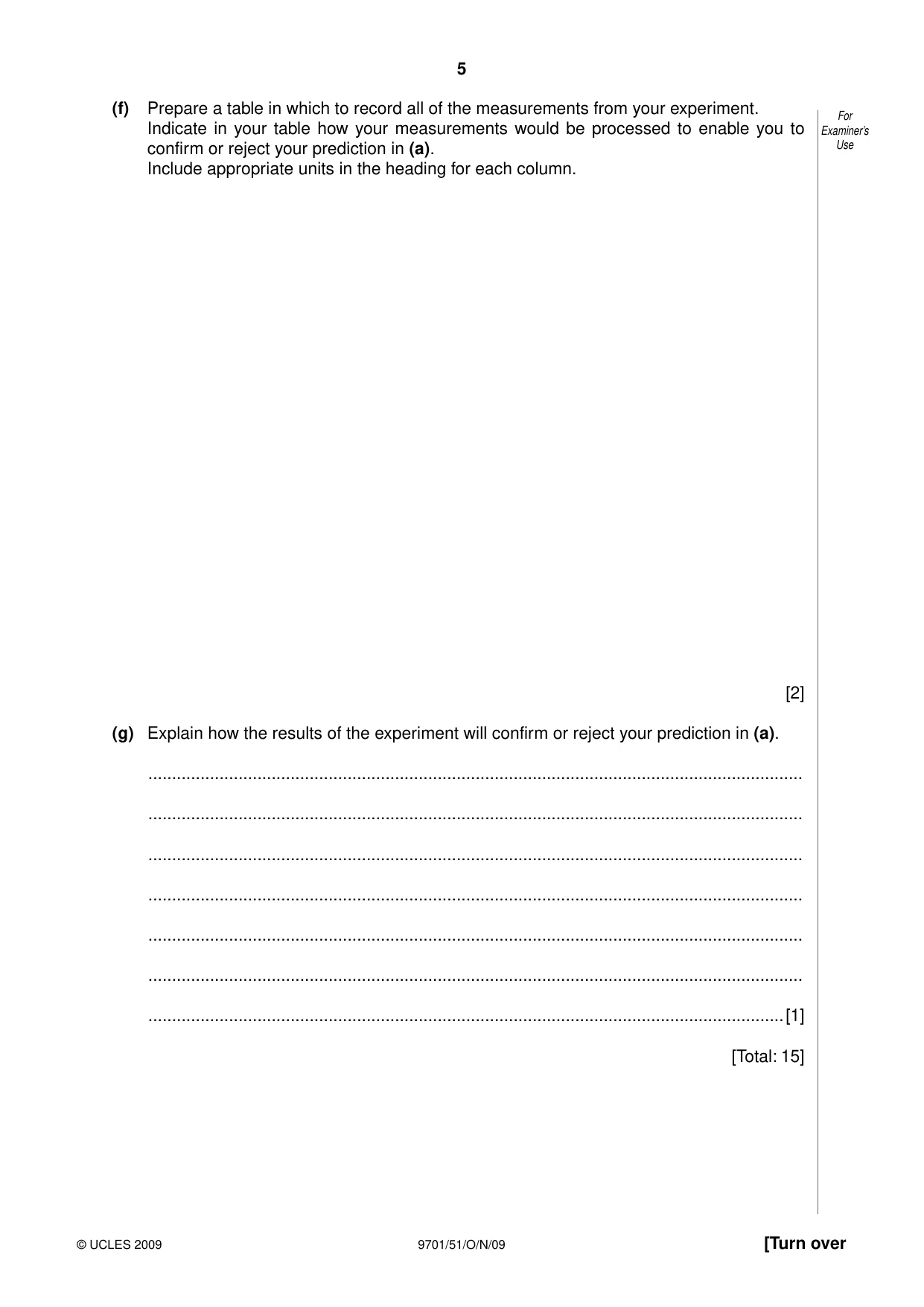 Cambridge A Level Chemistry 9701 2009 Oct/Nov Paper 5 · Variant 1 question paper, page 5 of 12