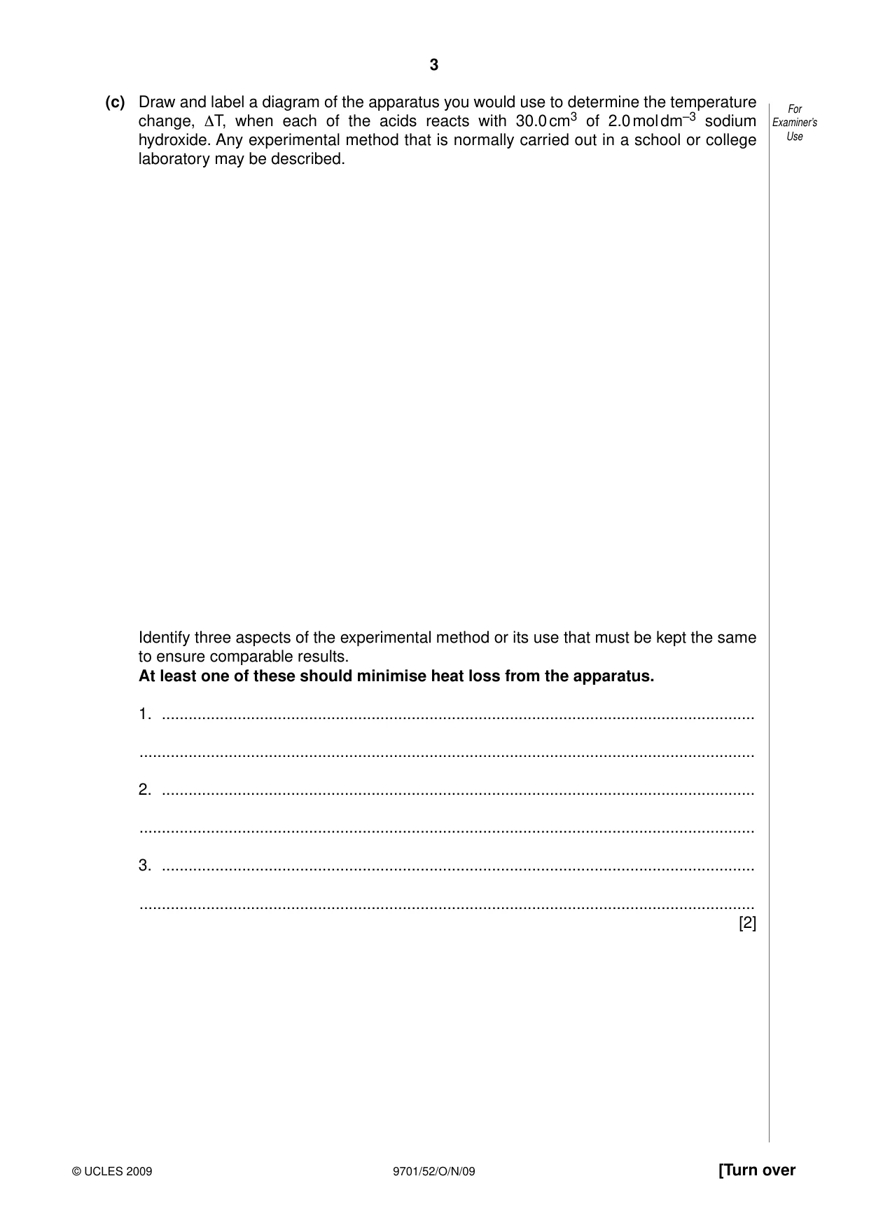 Cambridge A Level Chemistry 9701 2009 Oct/Nov Paper 5 · Variant 2 question paper, page 3 of 12