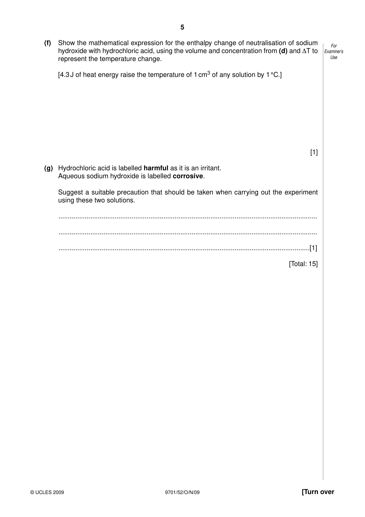 Cambridge A Level Chemistry 9701 2009 Oct/Nov Paper 5 · Variant 2 question paper, page 5 of 12