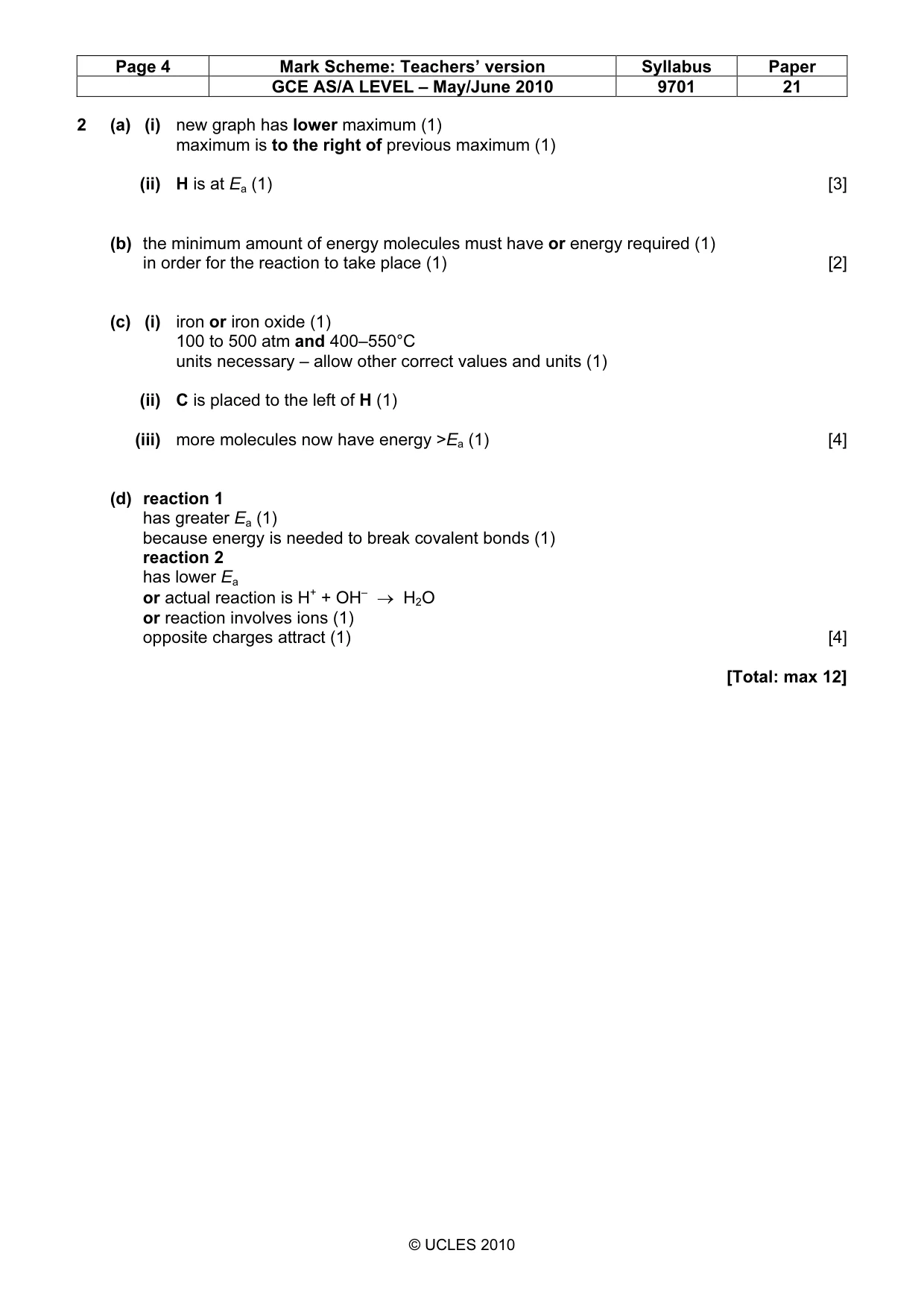 Mark scheme, page 4 of 8