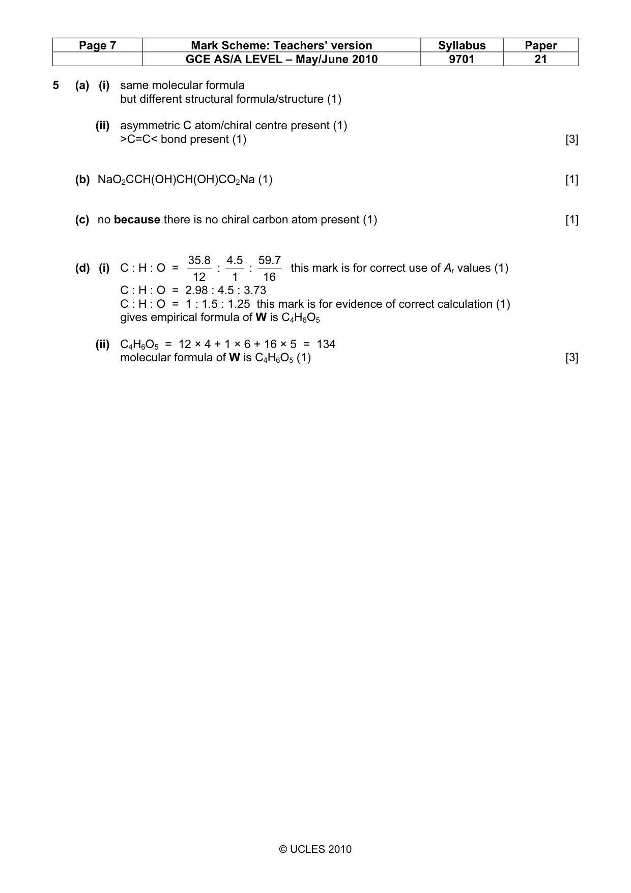 Mark scheme, page 7 of 8