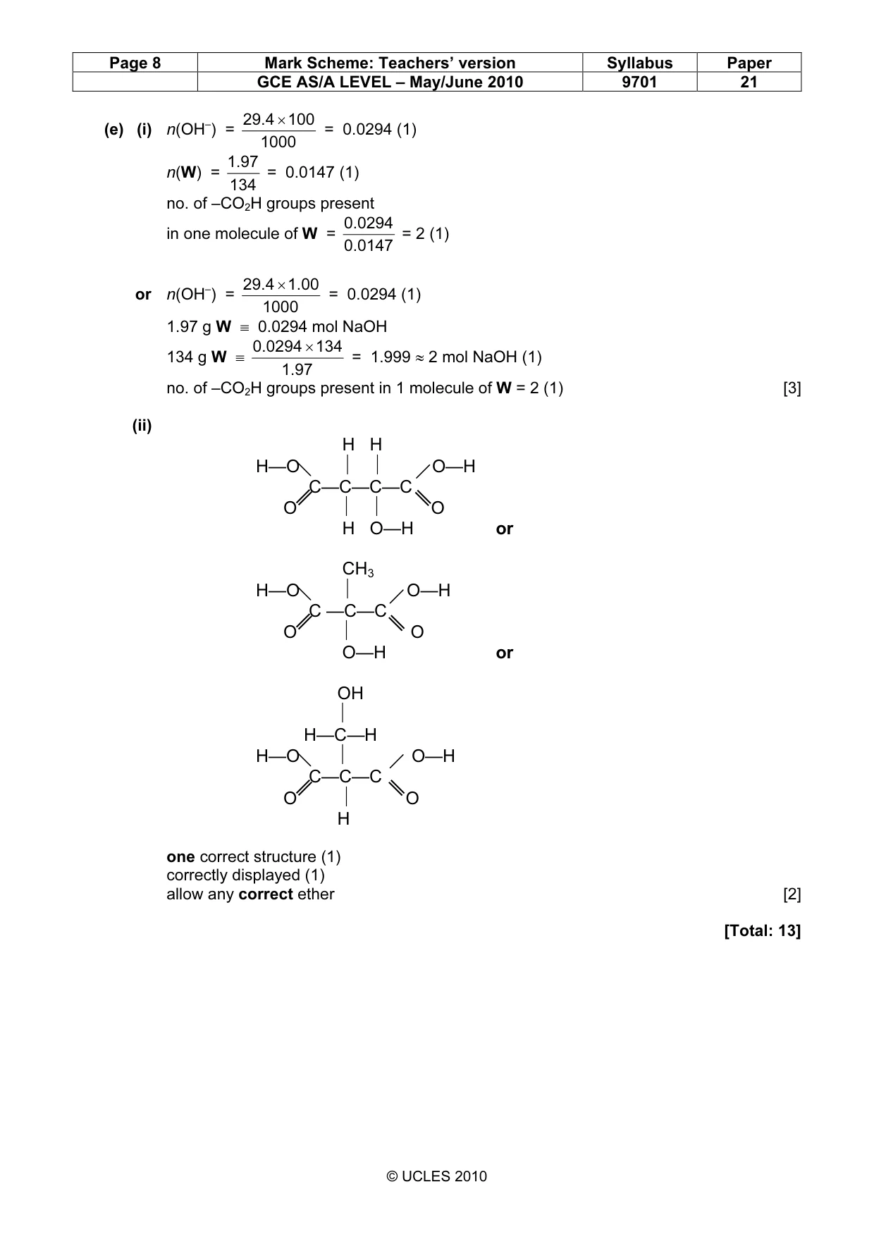 Mark scheme, page 8 of 8