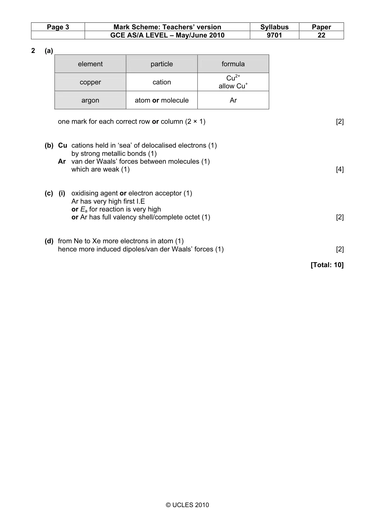 Mark scheme, page 3 of 6