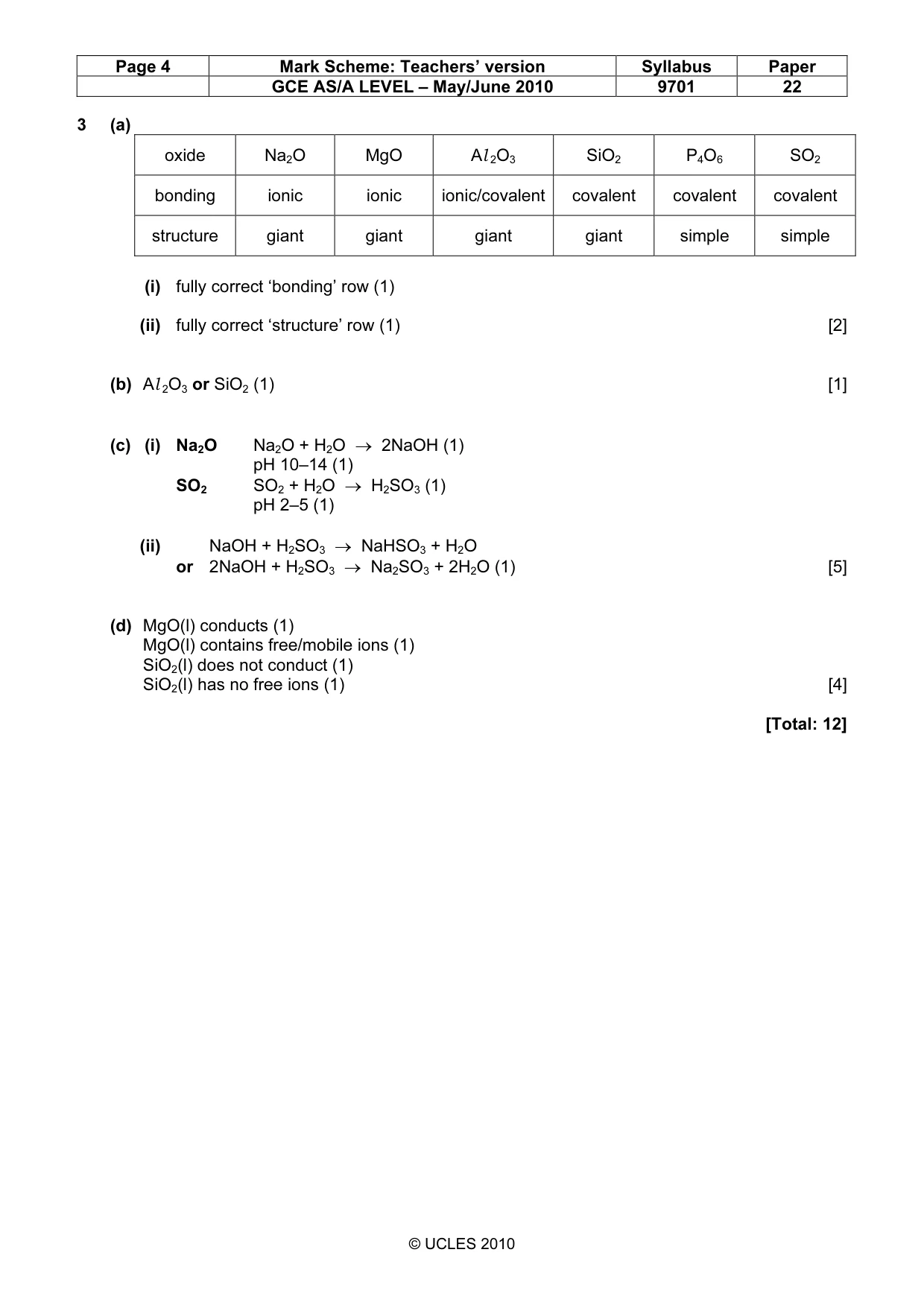 Mark scheme, page 4 of 6
