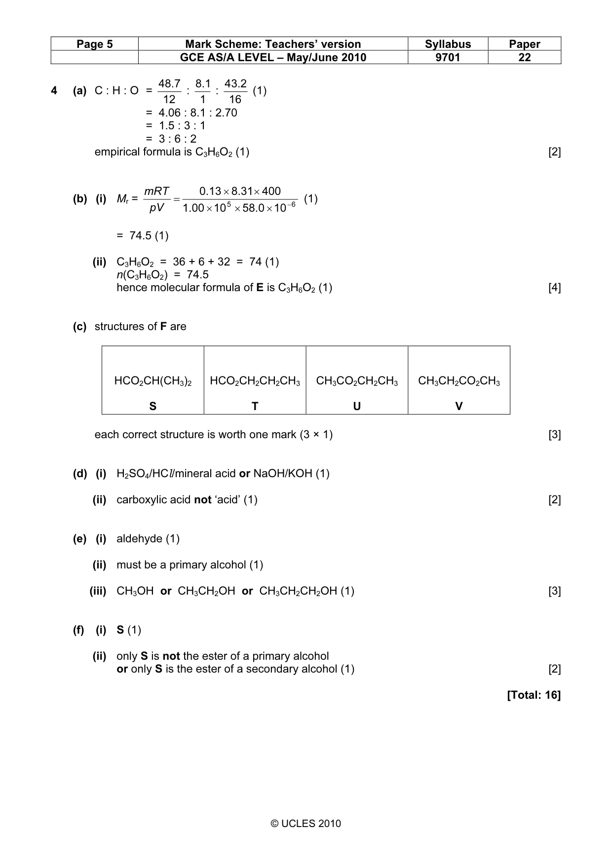 Mark scheme, page 5 of 6