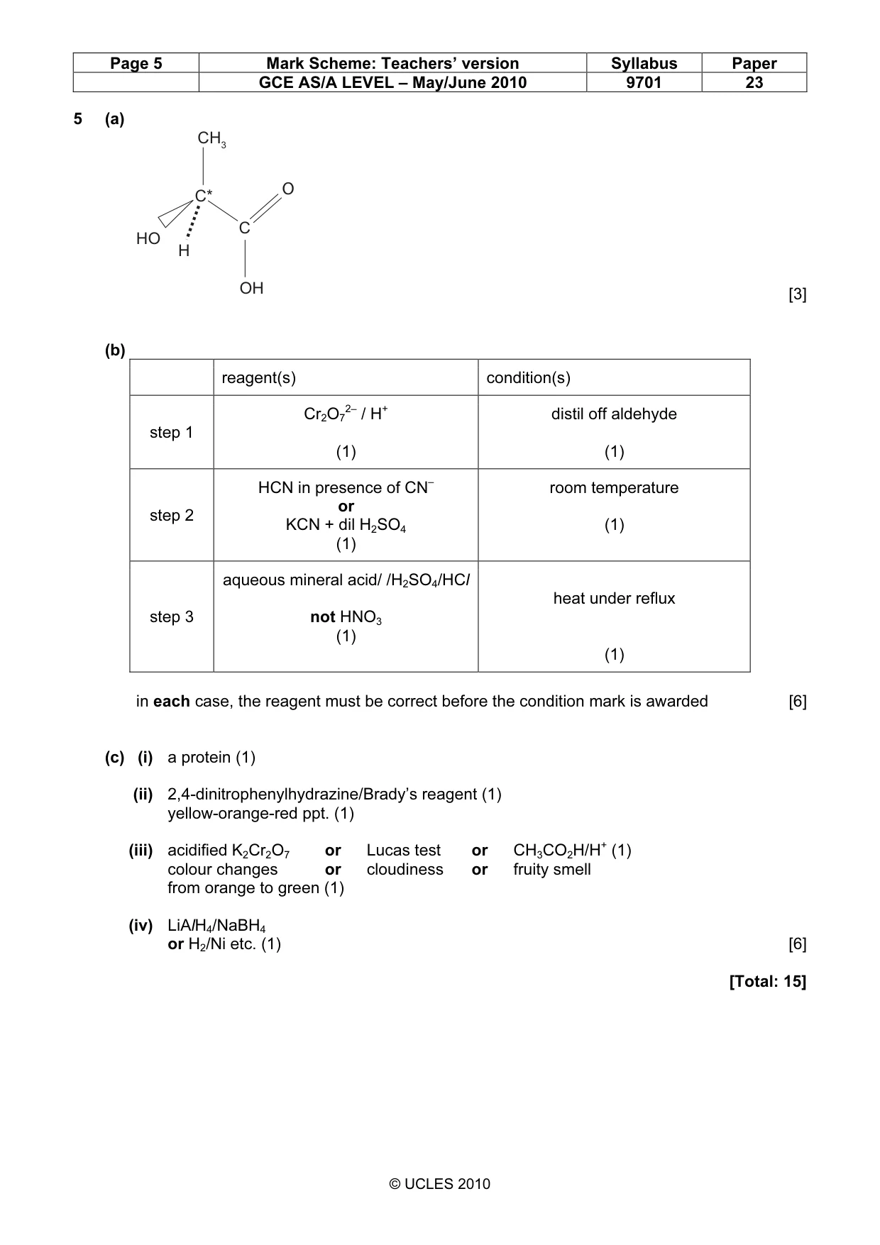 Mark scheme, page 5 of 5