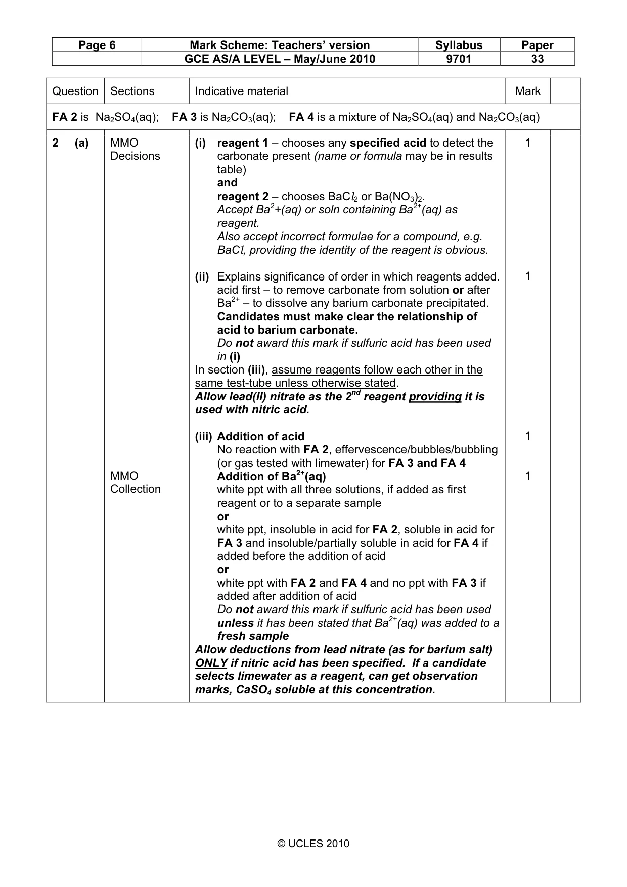 Mark scheme, page 6 of 8