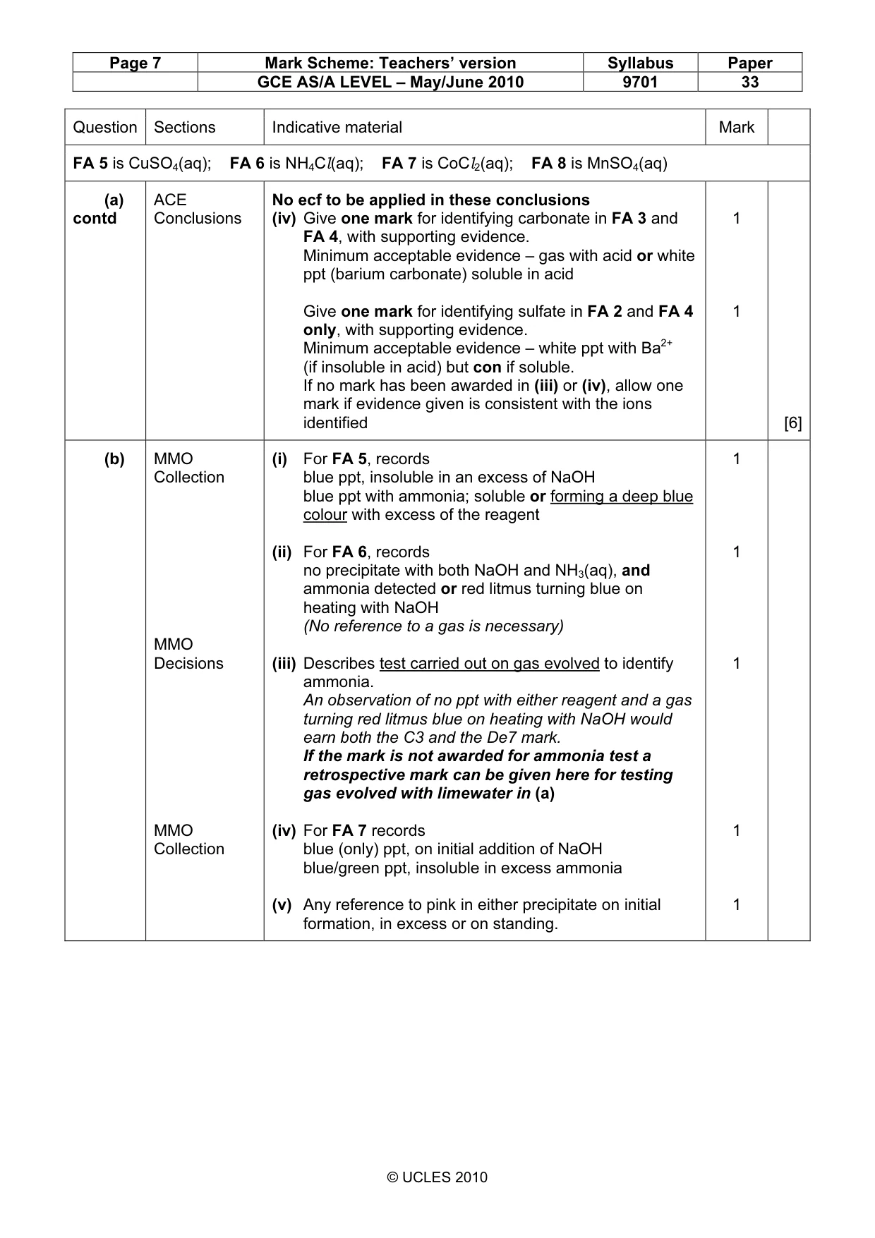 Mark scheme, page 7 of 8