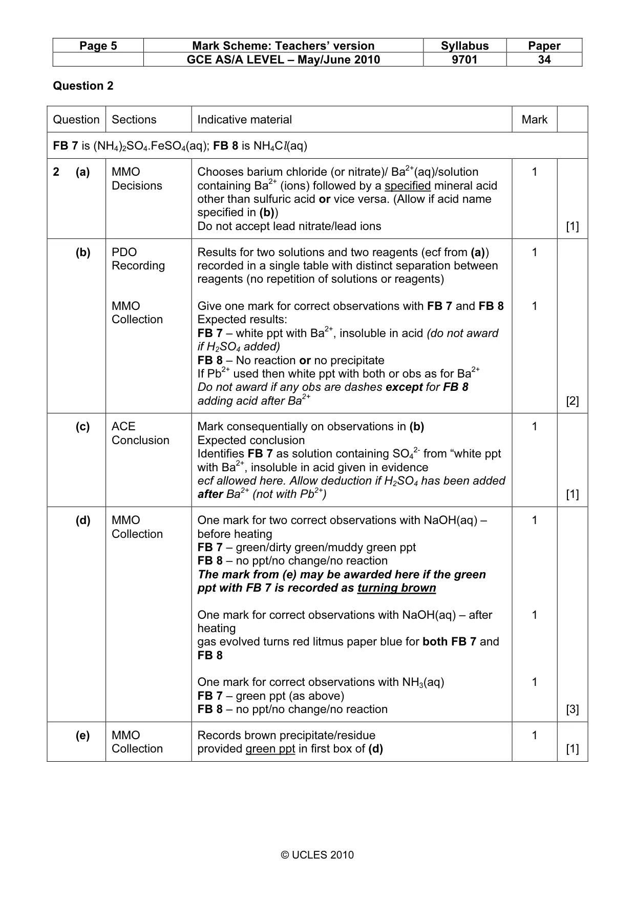 Mark scheme, page 5 of 6