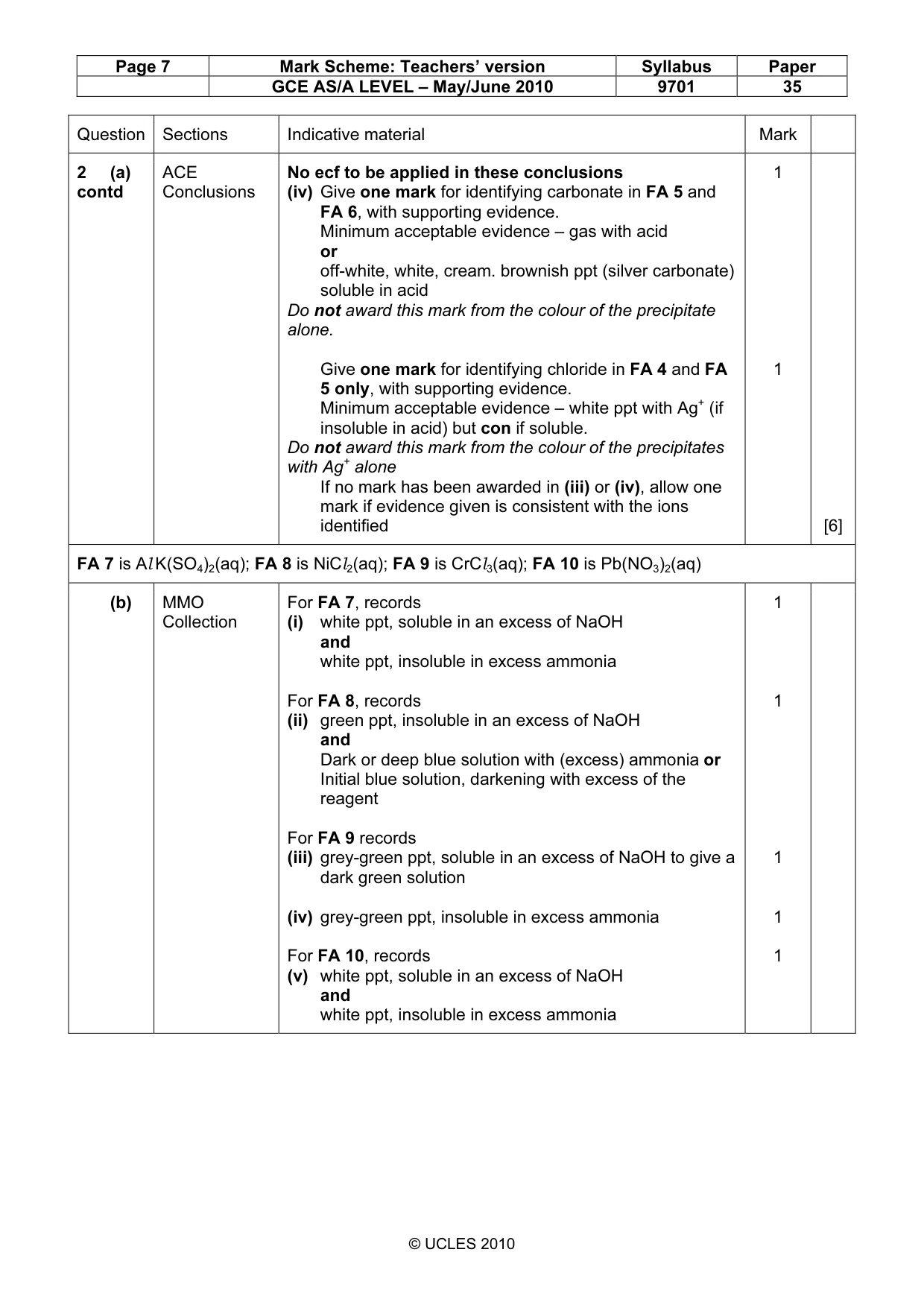 Mark scheme, page 7 of 8