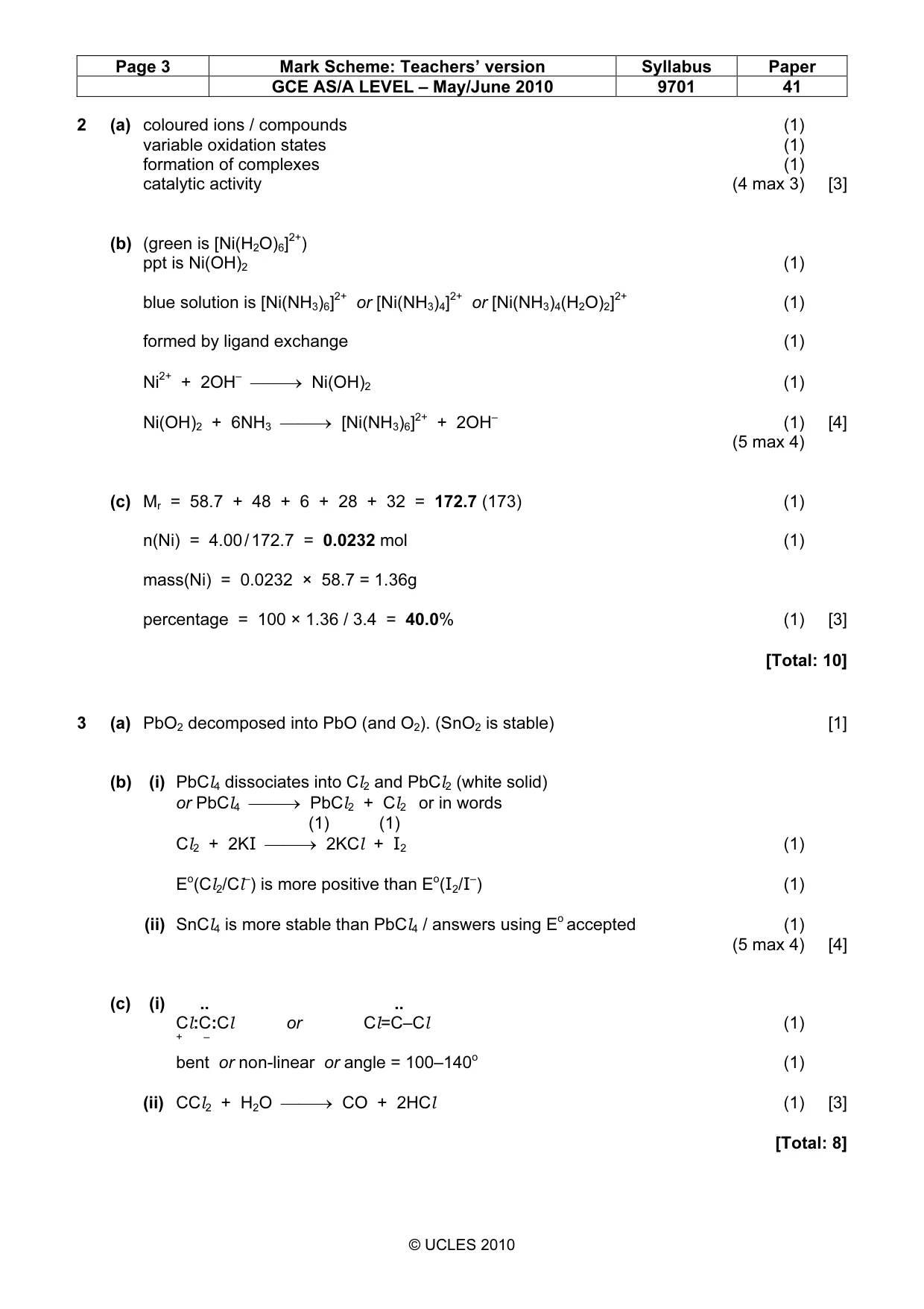 Mark scheme, page 3 of 8