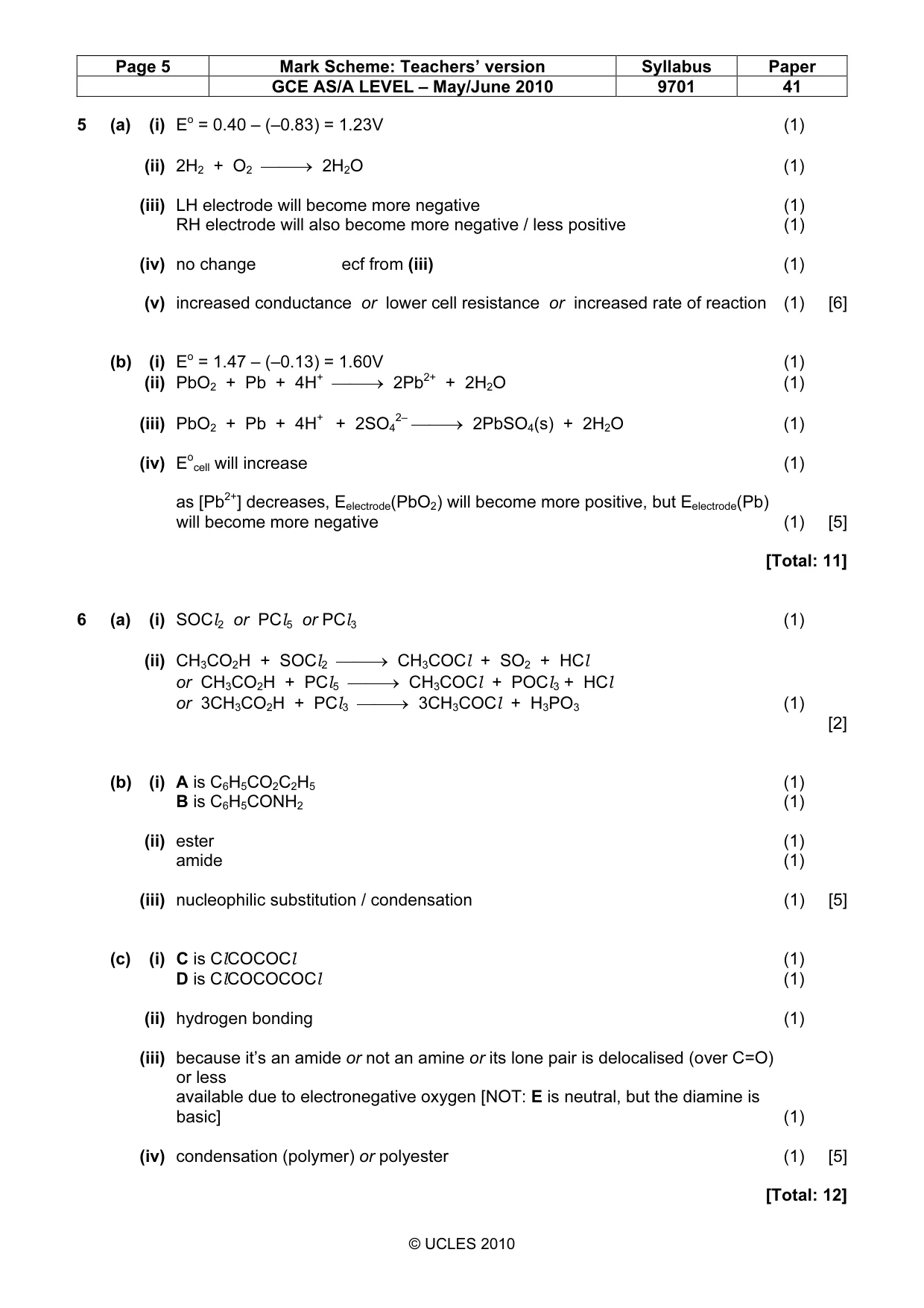 Mark scheme, page 5 of 8