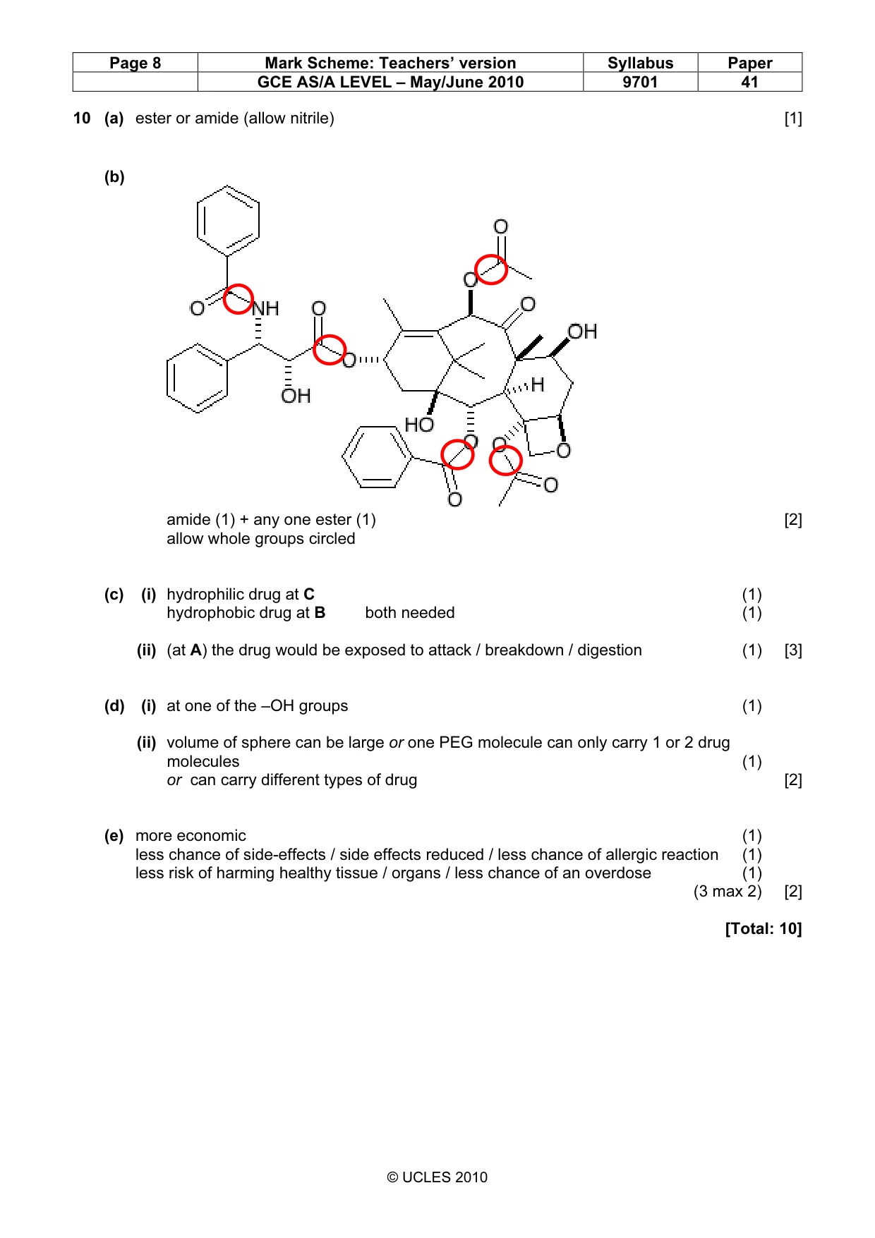 Mark scheme, page 8 of 8