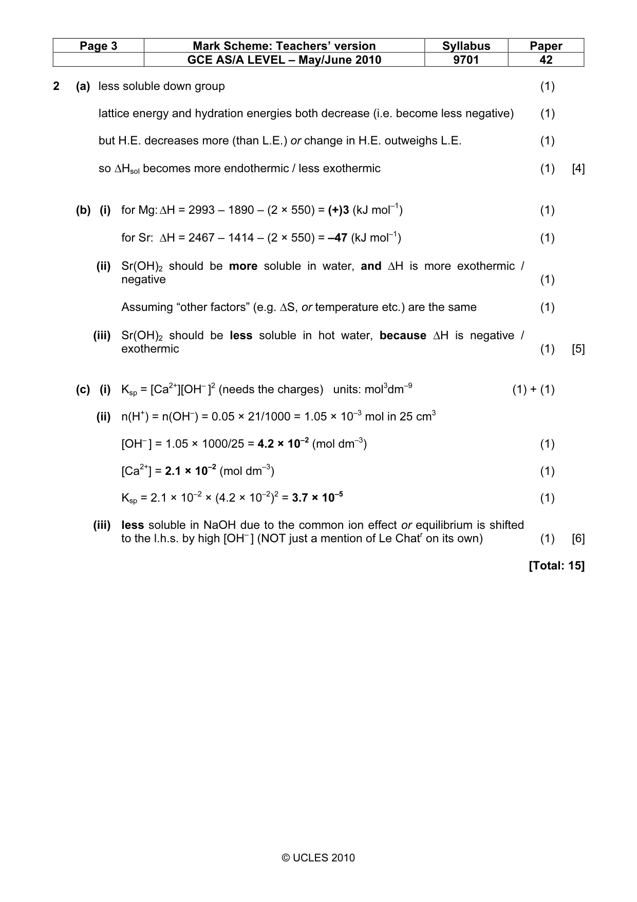 Mark scheme, page 3 of 9