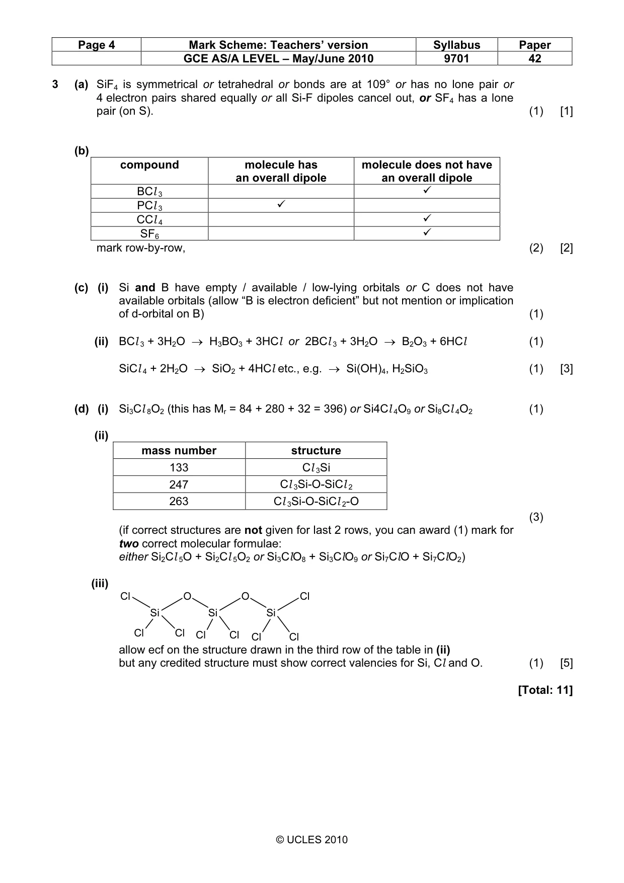 Mark scheme, page 4 of 9