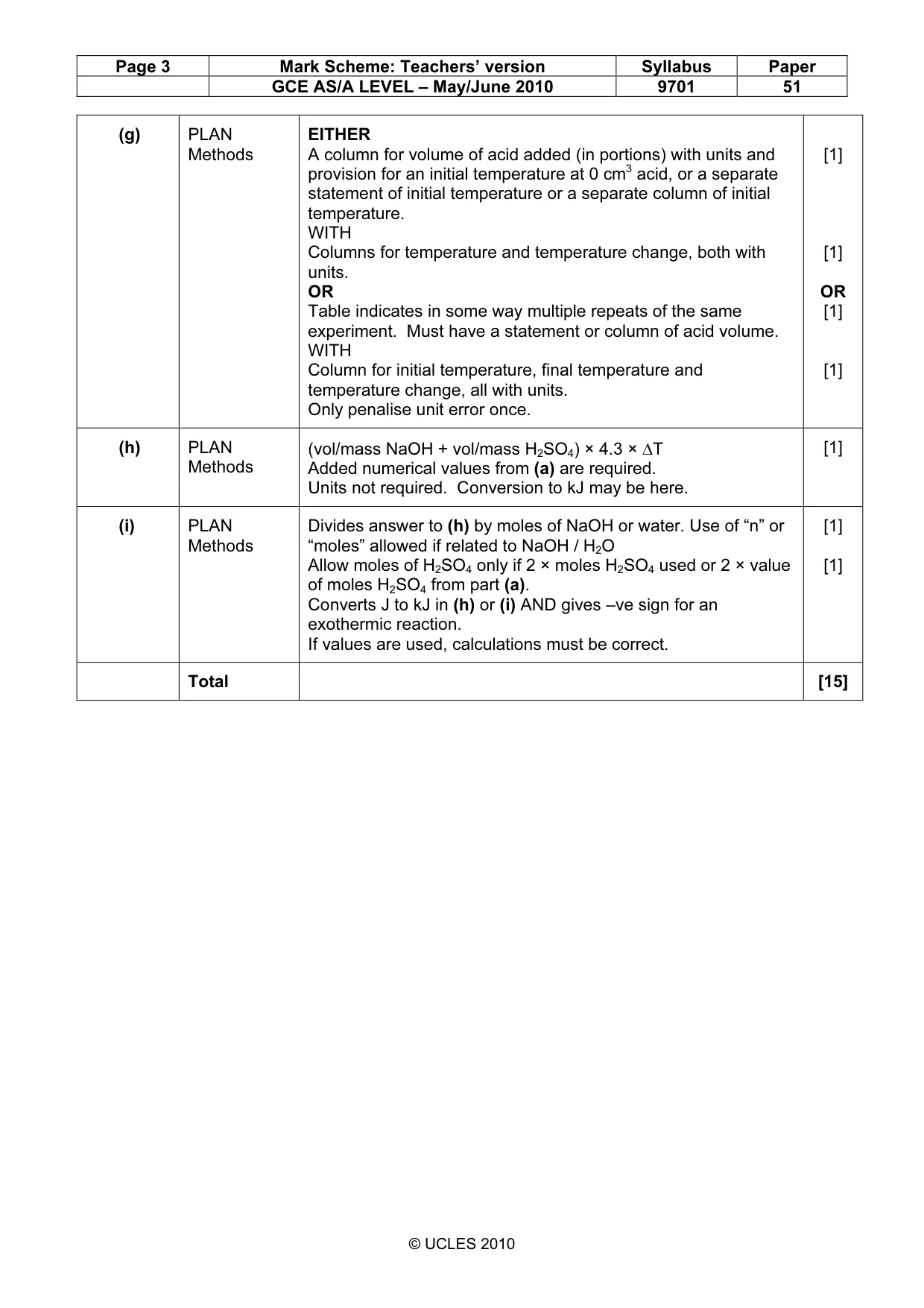 Mark scheme, page 3 of 6