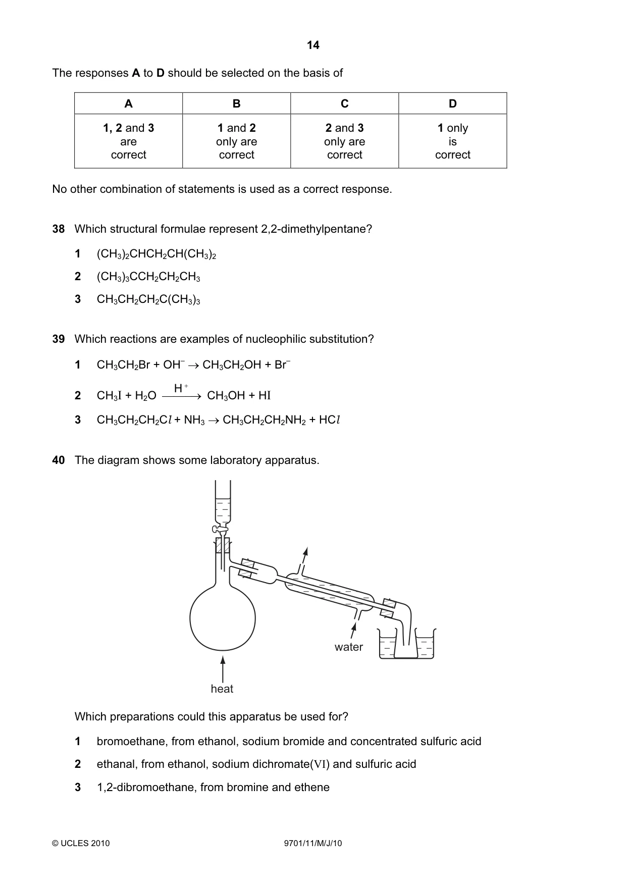 Cambridge A Level Chemistry 9701 2010 May/June Paper 1 · Variant 1 question paper, page 14 of 16