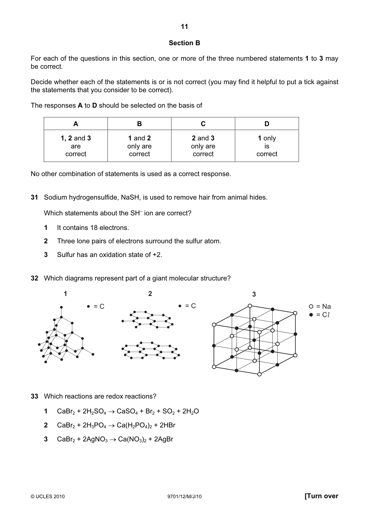 Cambridge A Level Chemistry 9701 2010 May/June Paper 1 · Variant 2 question paper, page 11 of 16