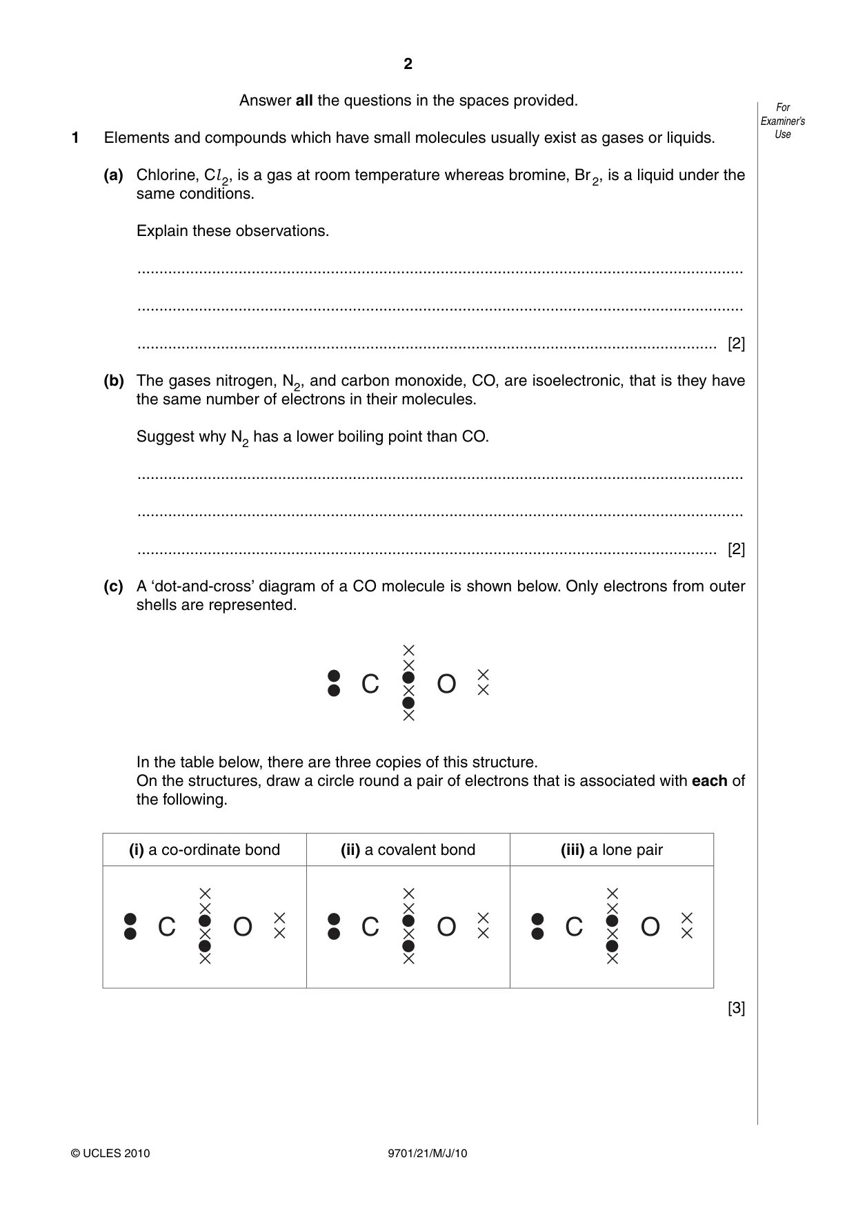 Cambridge A Level Chemistry 9701 2010 May/June Paper 2 · Variant 1 question paper, page 2 of 12