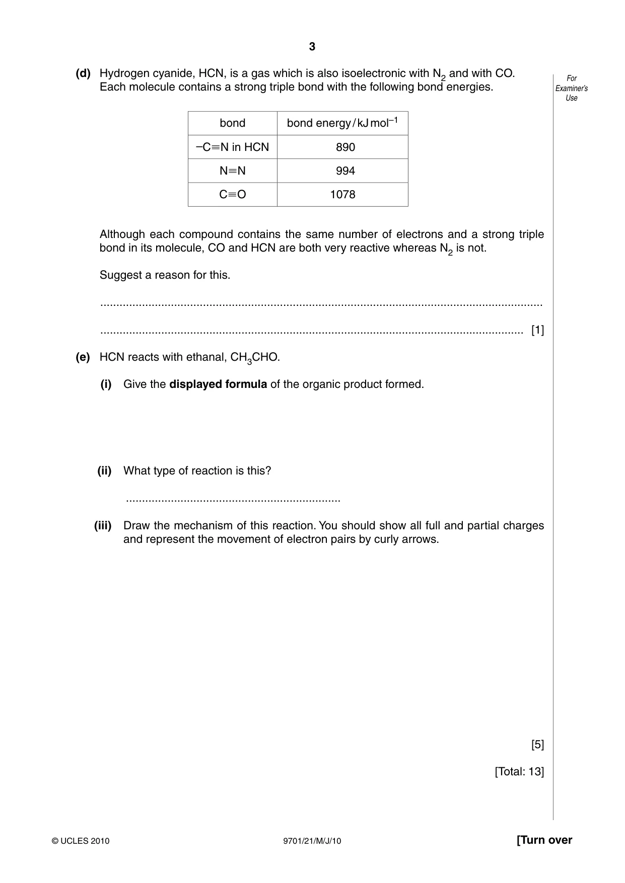 Cambridge A Level Chemistry 9701 2010 May/June Paper 2 · Variant 1 question paper, page 3 of 12
