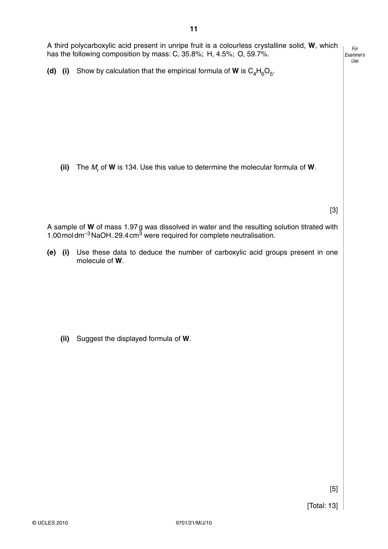 Cambridge A Level Chemistry 9701 2010 May/June Paper 2 · Variant 1 question paper, page 11 of 12