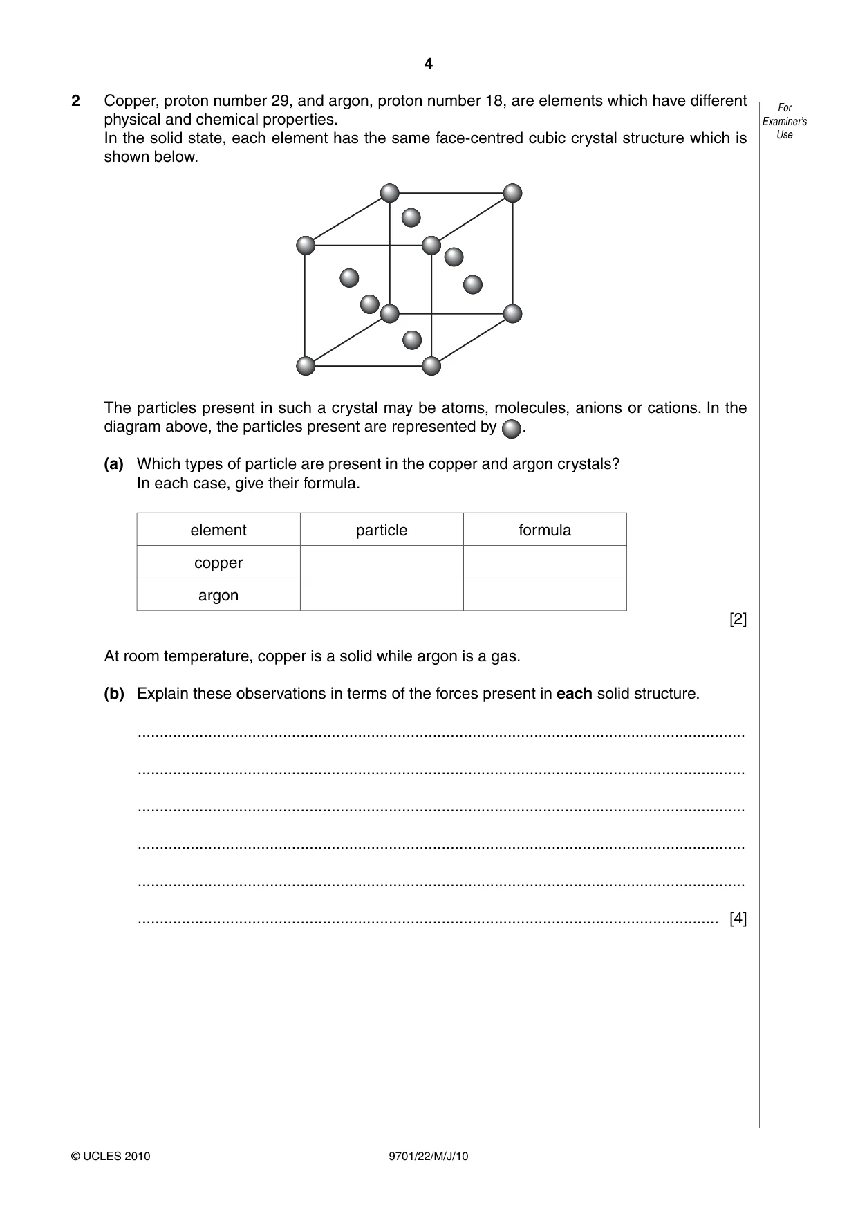 Cambridge A Level Chemistry 9701 2010 May/June Paper 2 · Variant 2 question paper, page 4 of 12