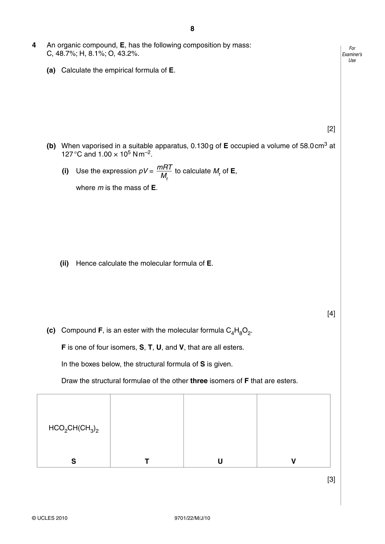 Cambridge A Level Chemistry 9701 2010 May/June Paper 2 · Variant 2 question paper, page 8 of 12