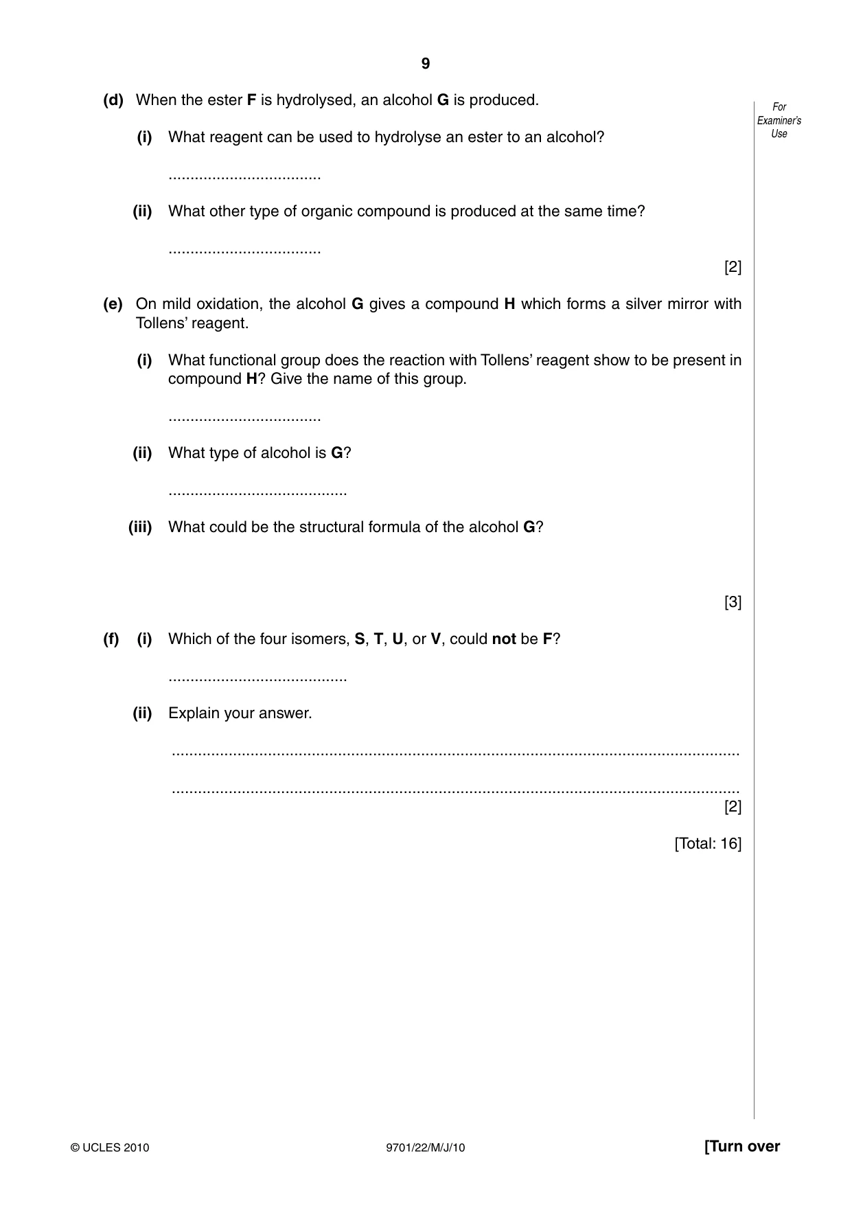 Cambridge A Level Chemistry 9701 2010 May/June Paper 2 · Variant 2 question paper, page 9 of 12