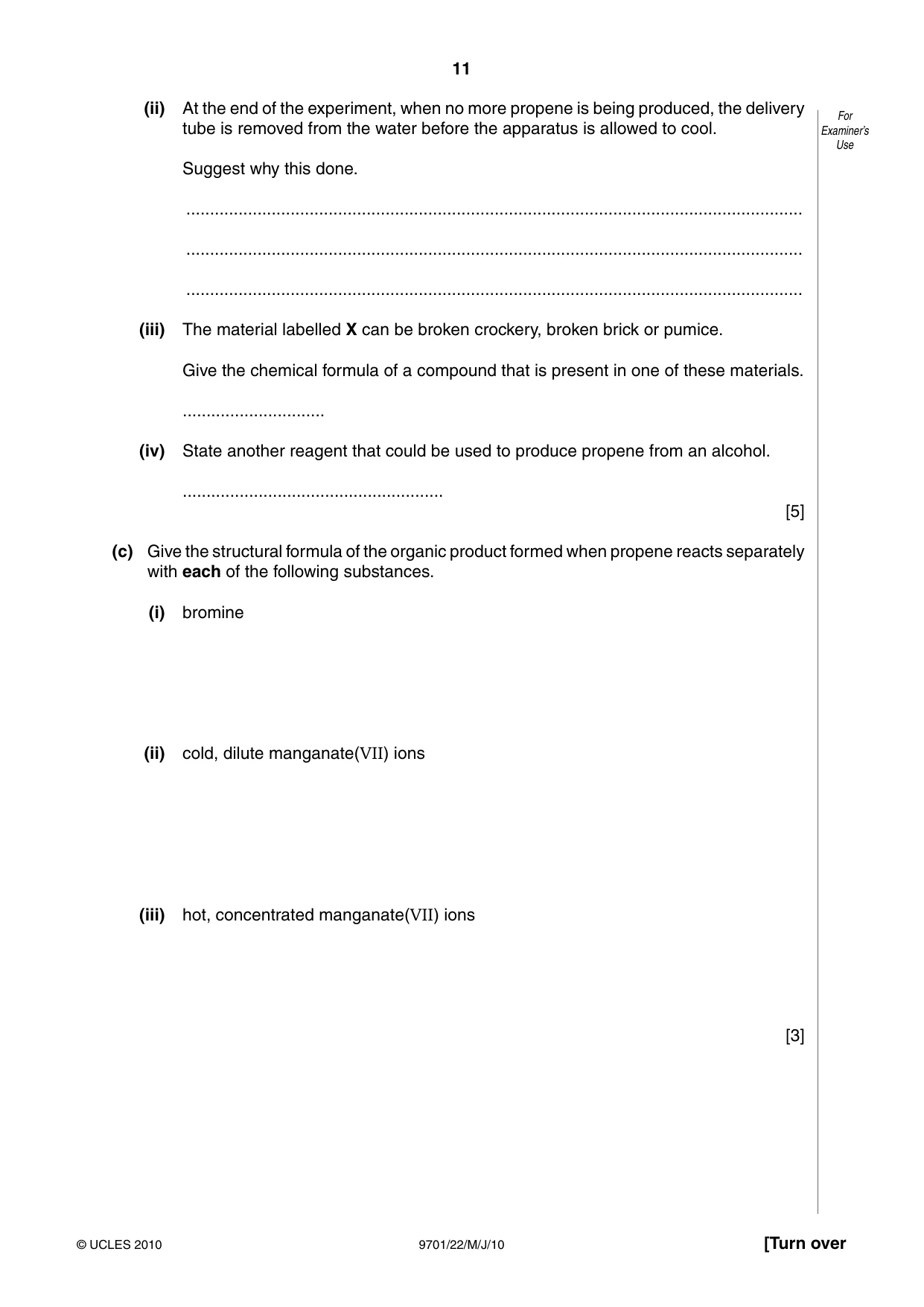 Cambridge A Level Chemistry 9701 2010 May/June Paper 2 · Variant 2 question paper, page 11 of 12